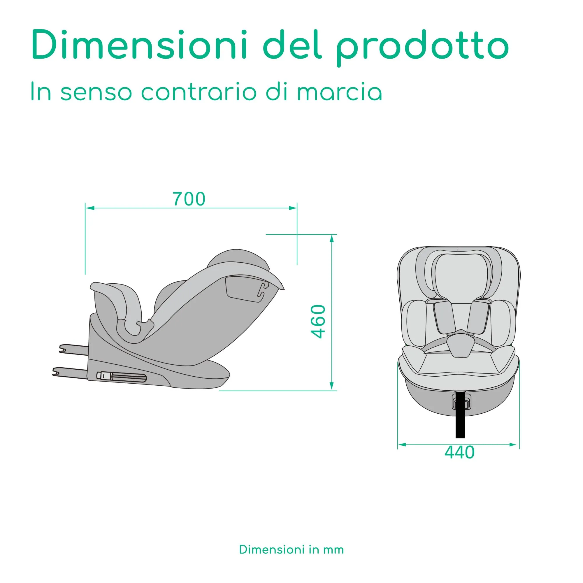 Bebeconfort RevolveFix 360 i-Size Seggiolino Auto 0-36 kg, 0-12 anni, ISOFIX con Top Tether, Full Black - immagine 6