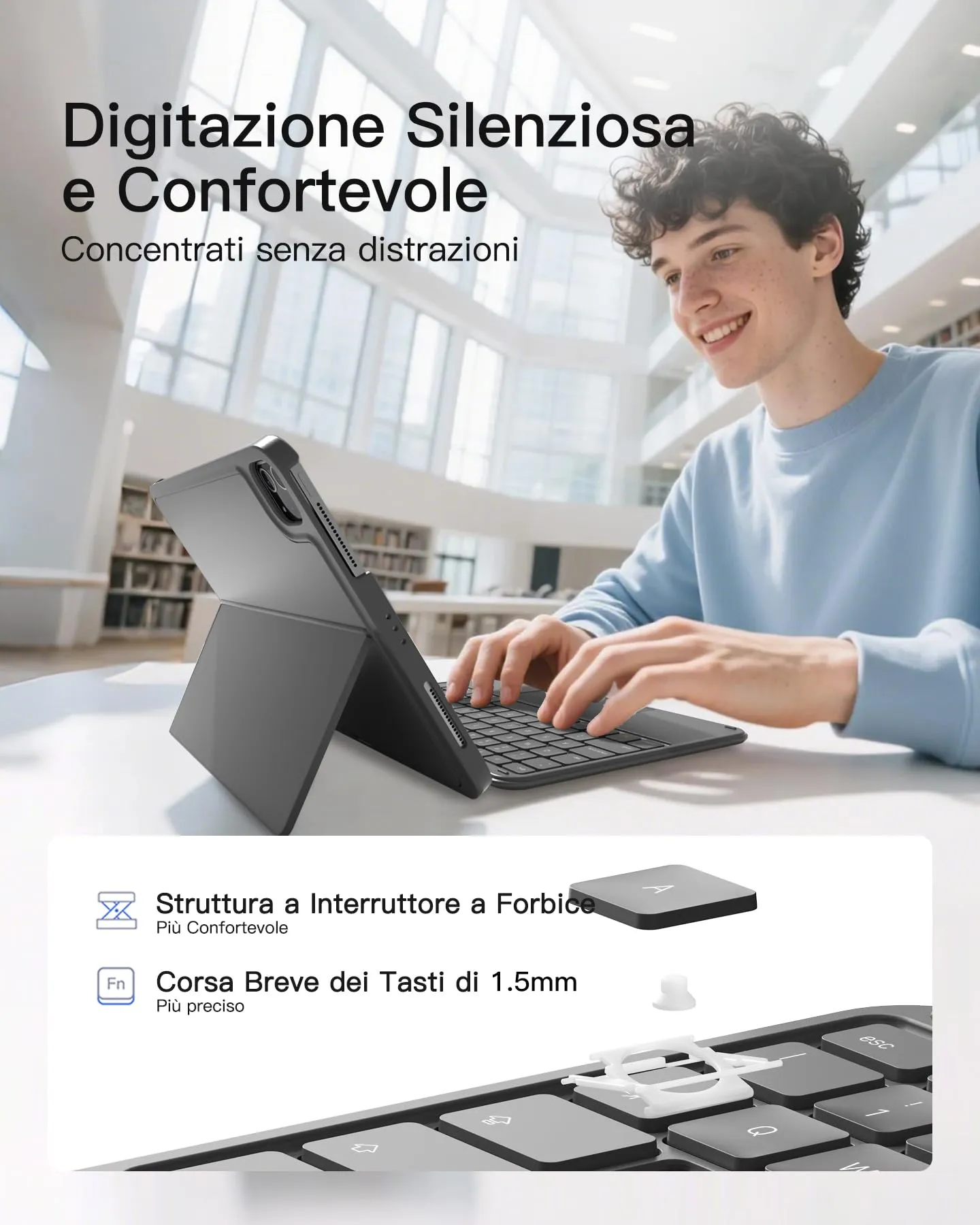 Inateck Custodia Tastiera per iPad A16 / 10a Gen, Ultraleggera 450g - immagine 6