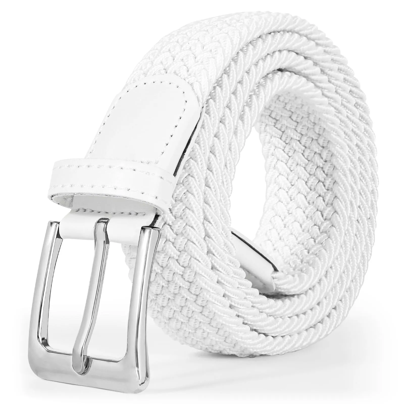 VONMELLI Cintura Elastica Intrecciata Uomo in Tessuto Regolabile Bianco M - immagine 1
