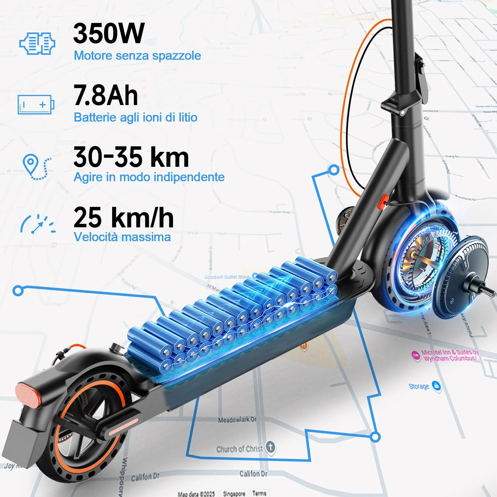 TODIMART T3 Monopattino Elettrico Adulto 350W, 35km Autonomia, 25 km/h, Pneumatici 8.5", Pieghevole - immagine 2