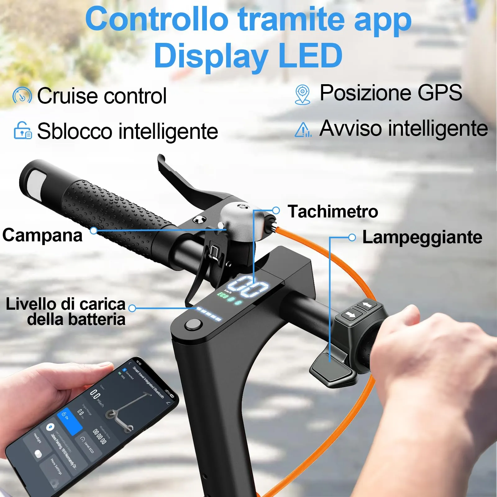 TODIMART T3 Monopattino Elettrico Adulto 350W, 35km Autonomia, 25 km/h, Pneumatici 8.5", Pieghevole - immagine 5
