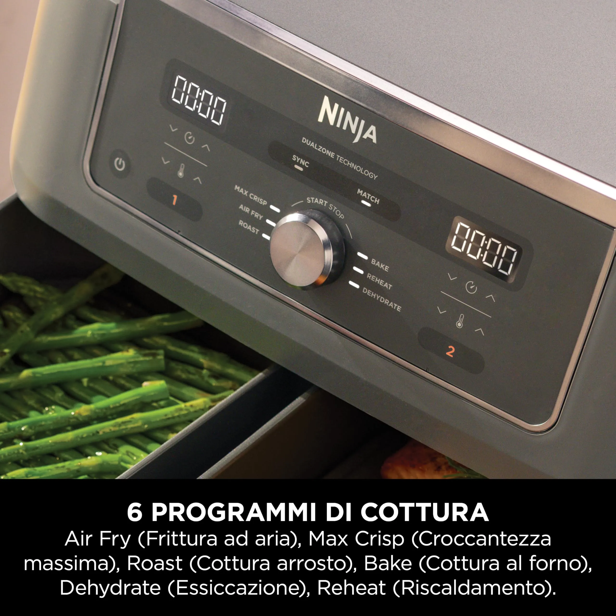 Ninja MAX Doppia Zona DZ400EU Friggitrice ad Aria Digitale 9,5L, Grigio Piombo - immagine 5