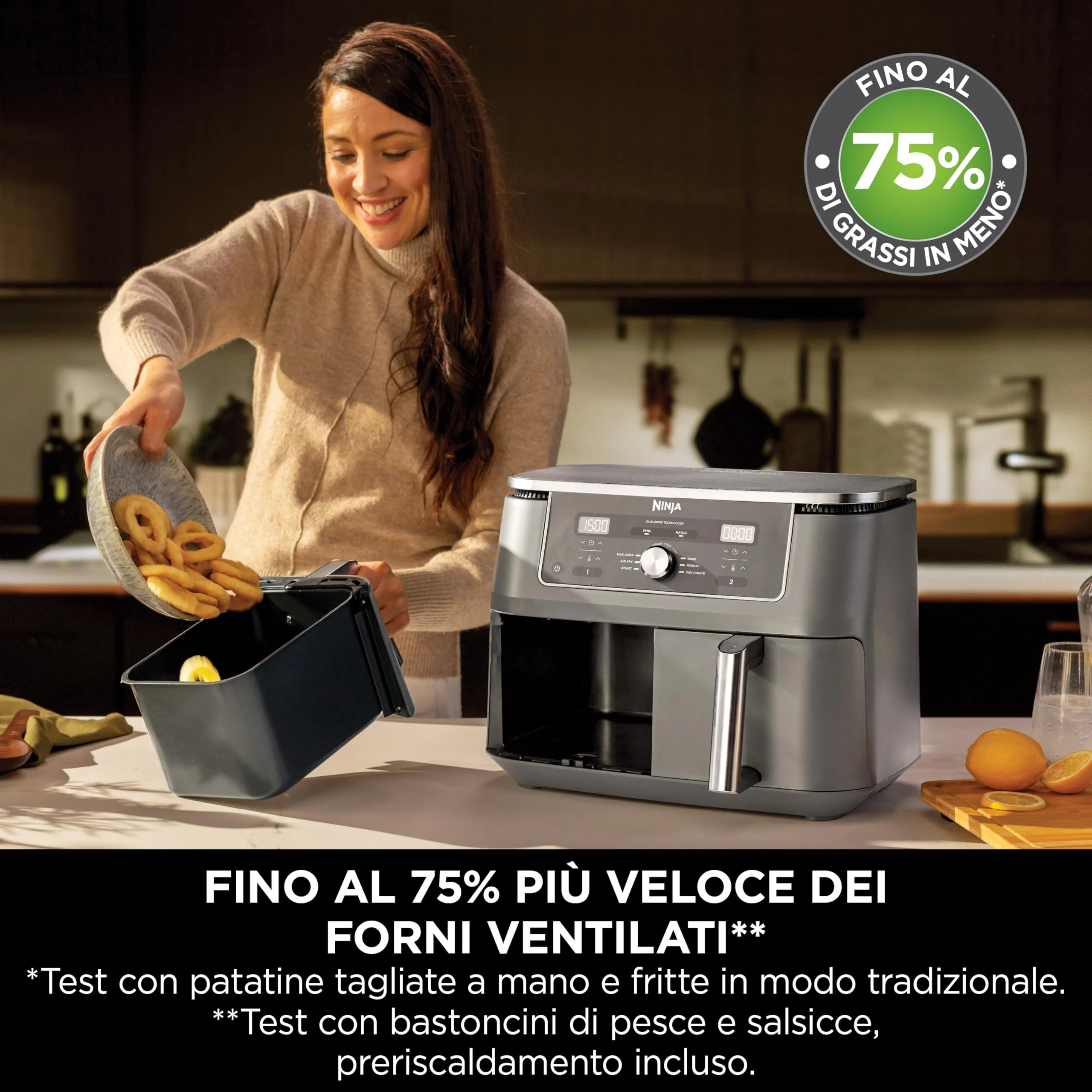 Ninja MAX Doppia Zona DZ400EU Friggitrice ad Aria Digitale 9,5L, Grigio Piombo - immagine 8