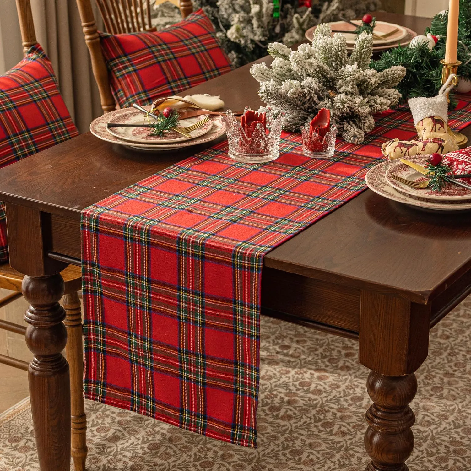 Softalker Runner da tavolo natalizio Buffalo Plaid, 33 x 91 cm, antimacchia e lavabile - immagine 2