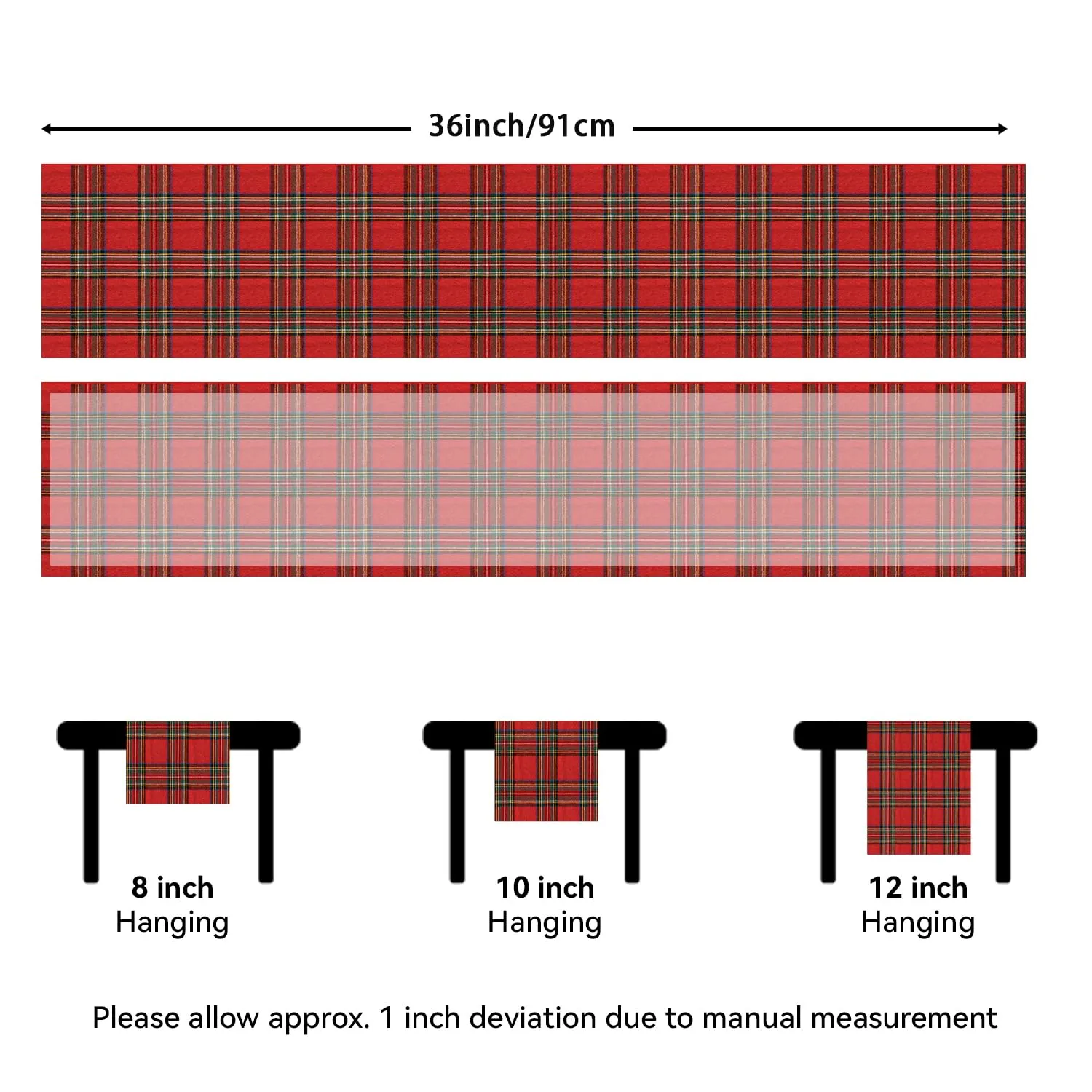 Softalker Runner da tavolo natalizio Buffalo Plaid, 33 x 91 cm, antimacchia e lavabile - immagine 5