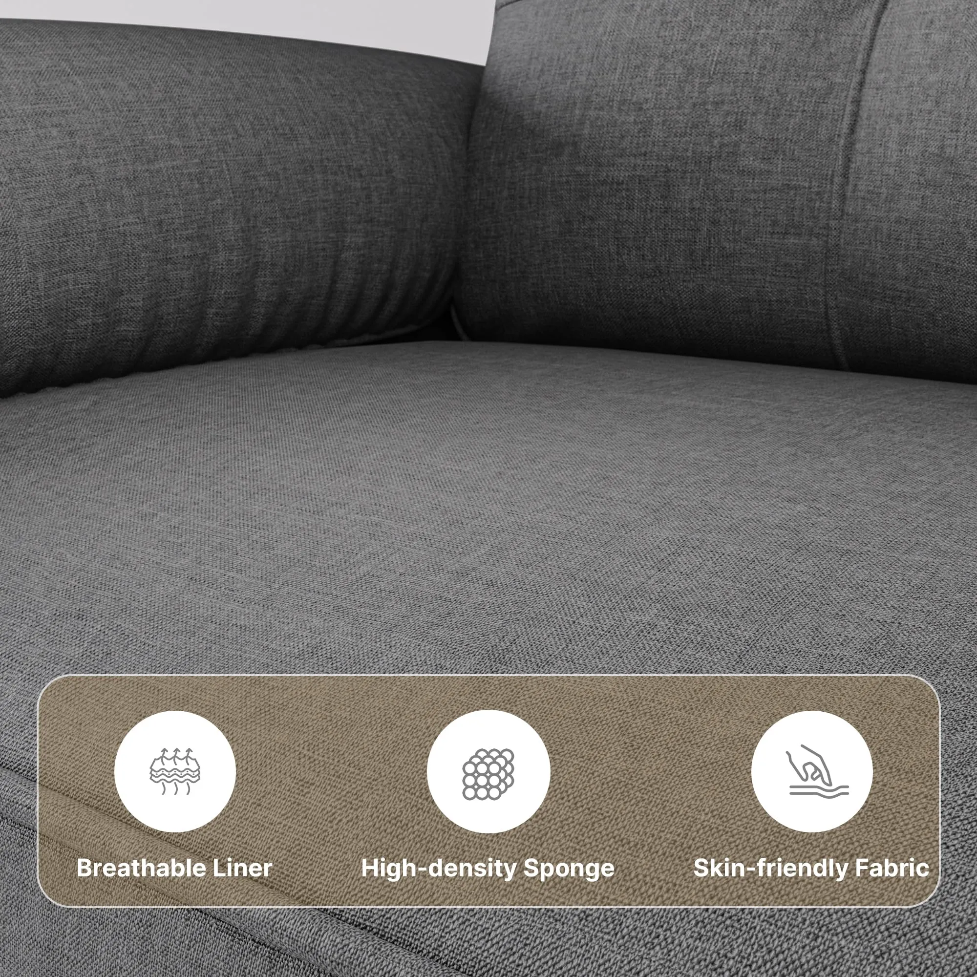 Xbro Divano a 2 Posti con Braccioli e Tasche Laterali, 145 x 77 x 77 cm, Grigio Scuro - immagine 9
