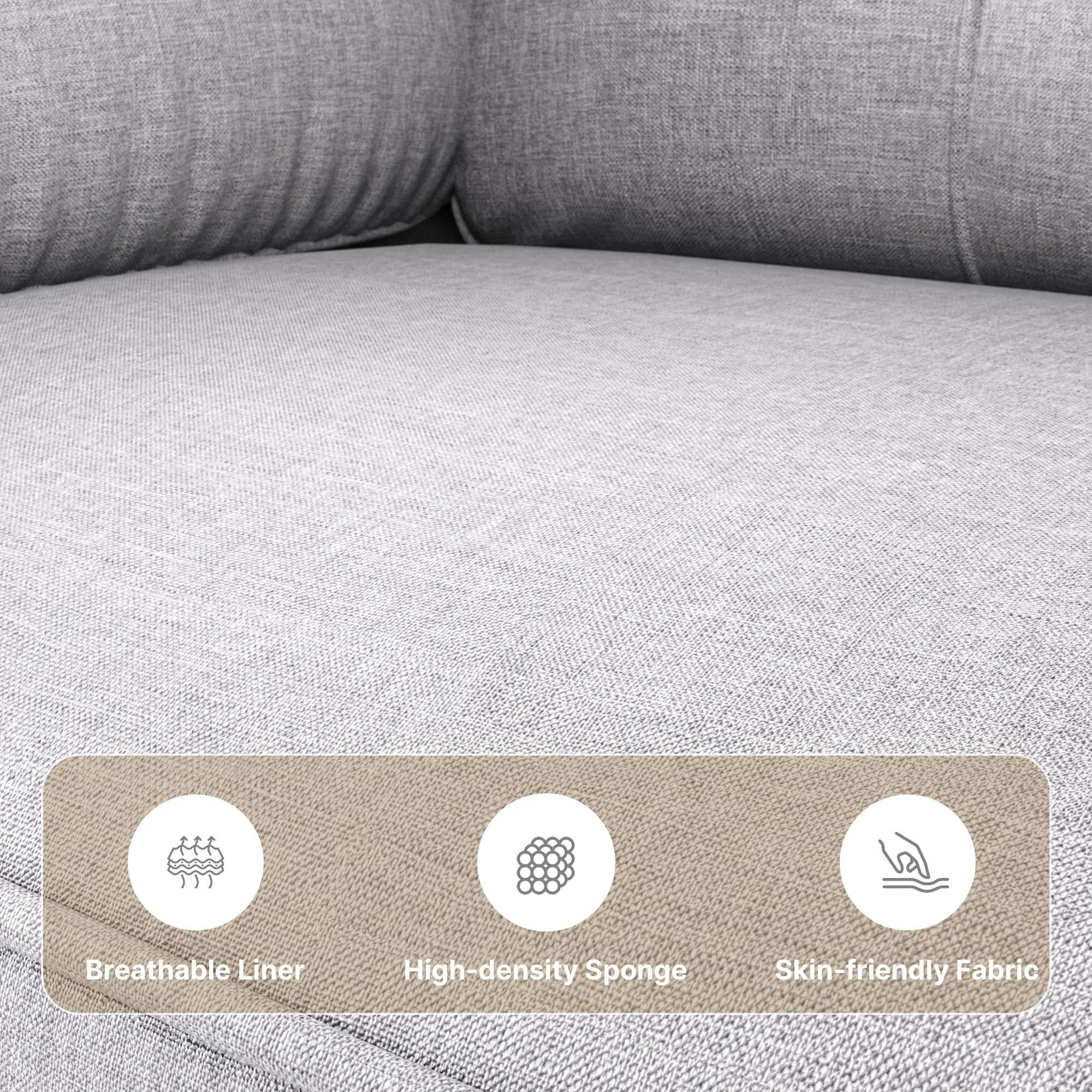 Xbro Divano a 2 Posti con Braccioli e Tasche Laterali, Tessuto, 145 x 77 x 77 cm, Grigio Chiaro - immagine 9
