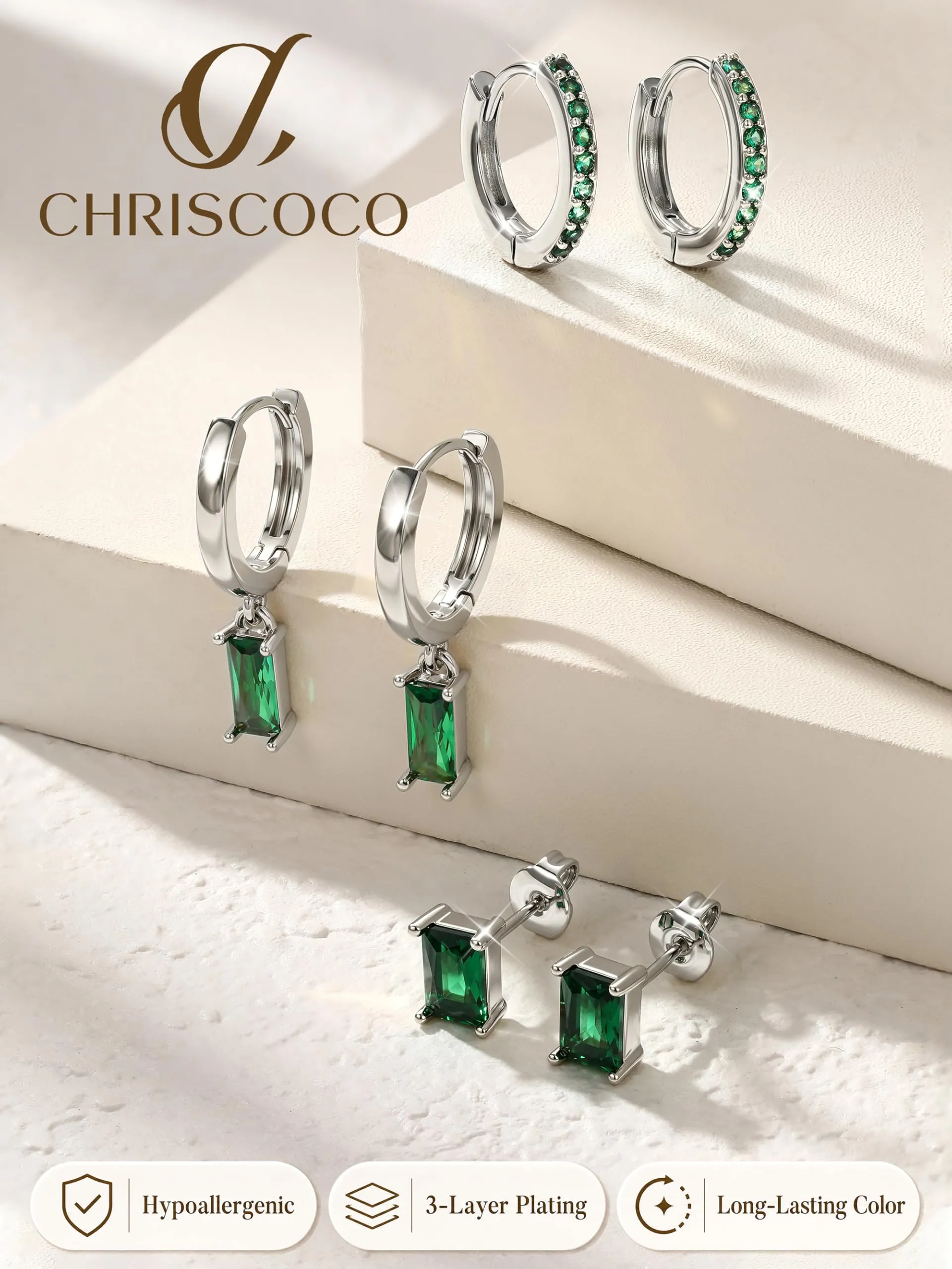 Chriscoco Set Orecchini Donna in Acciaio Chirurgico Oro e Argento - immagine 7