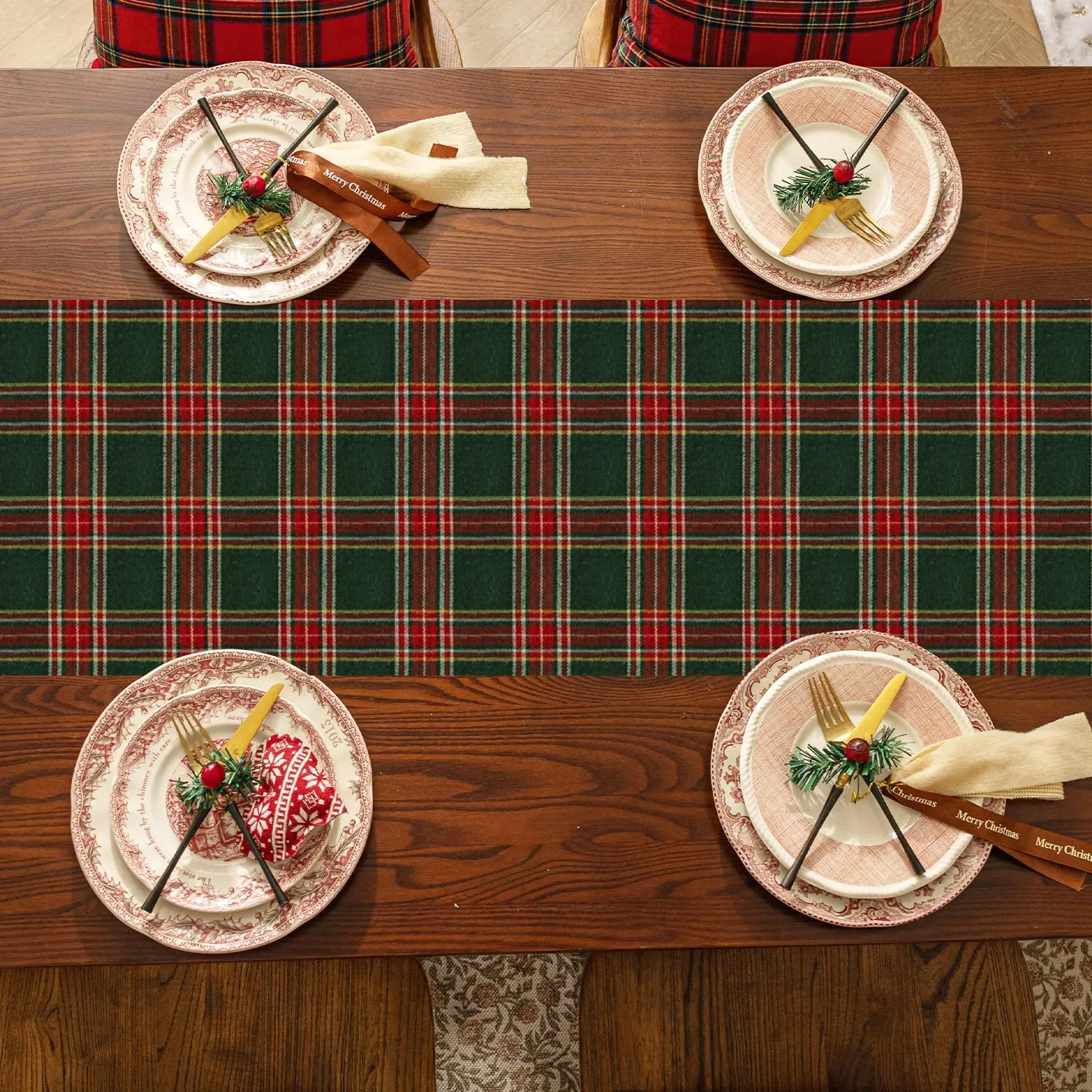 Softalker Runner da Tavolo Natalizio Buffalo Plaid, 33 x 91 cm - immagine 3
