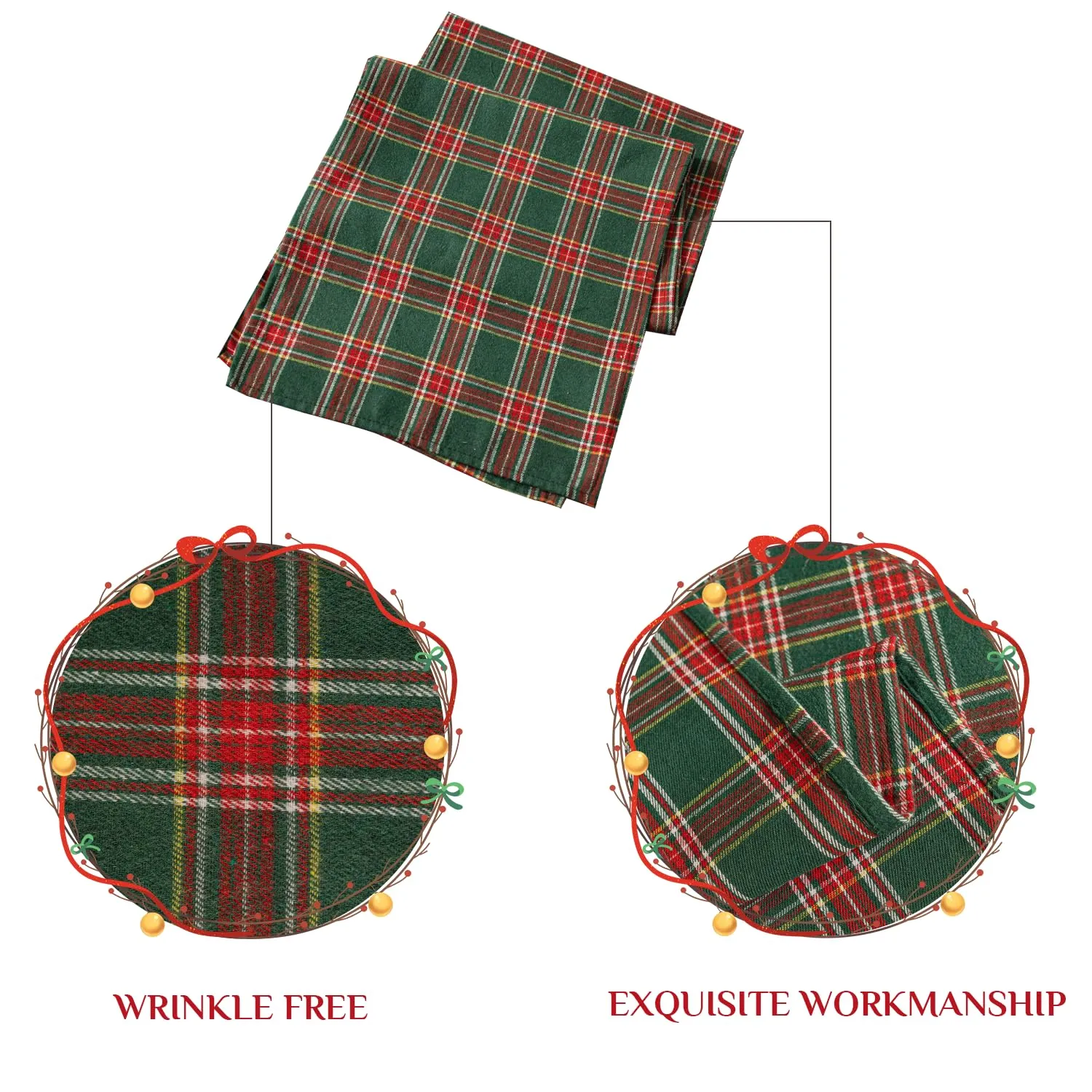 Softalker Runner da Tavolo Natalizio Buffalo Plaid, 33 x 91 cm - immagine 4
