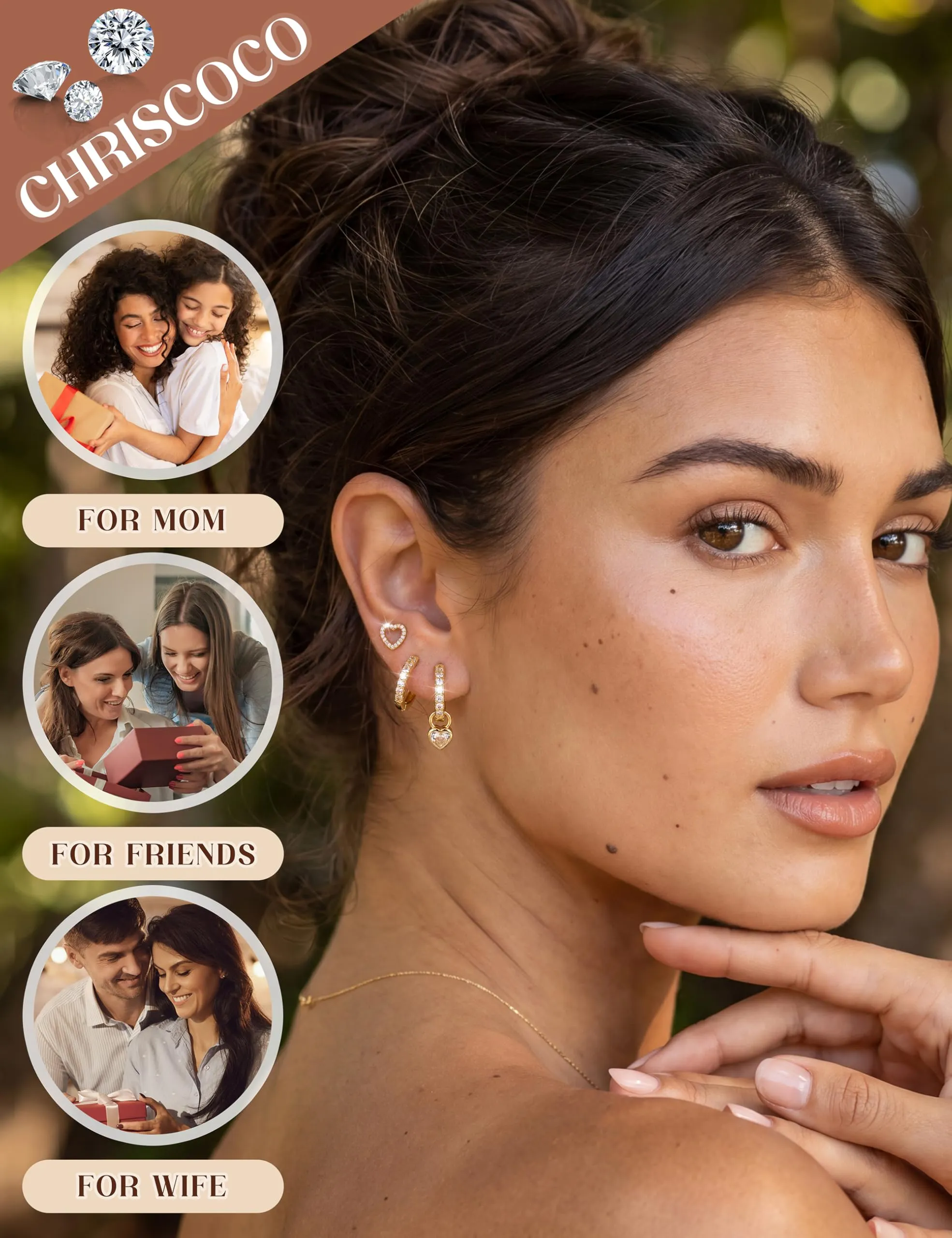 Chriscoco Set Orecchini Donna in Acciaio Chirurgico Oro e Argento - immagine 4