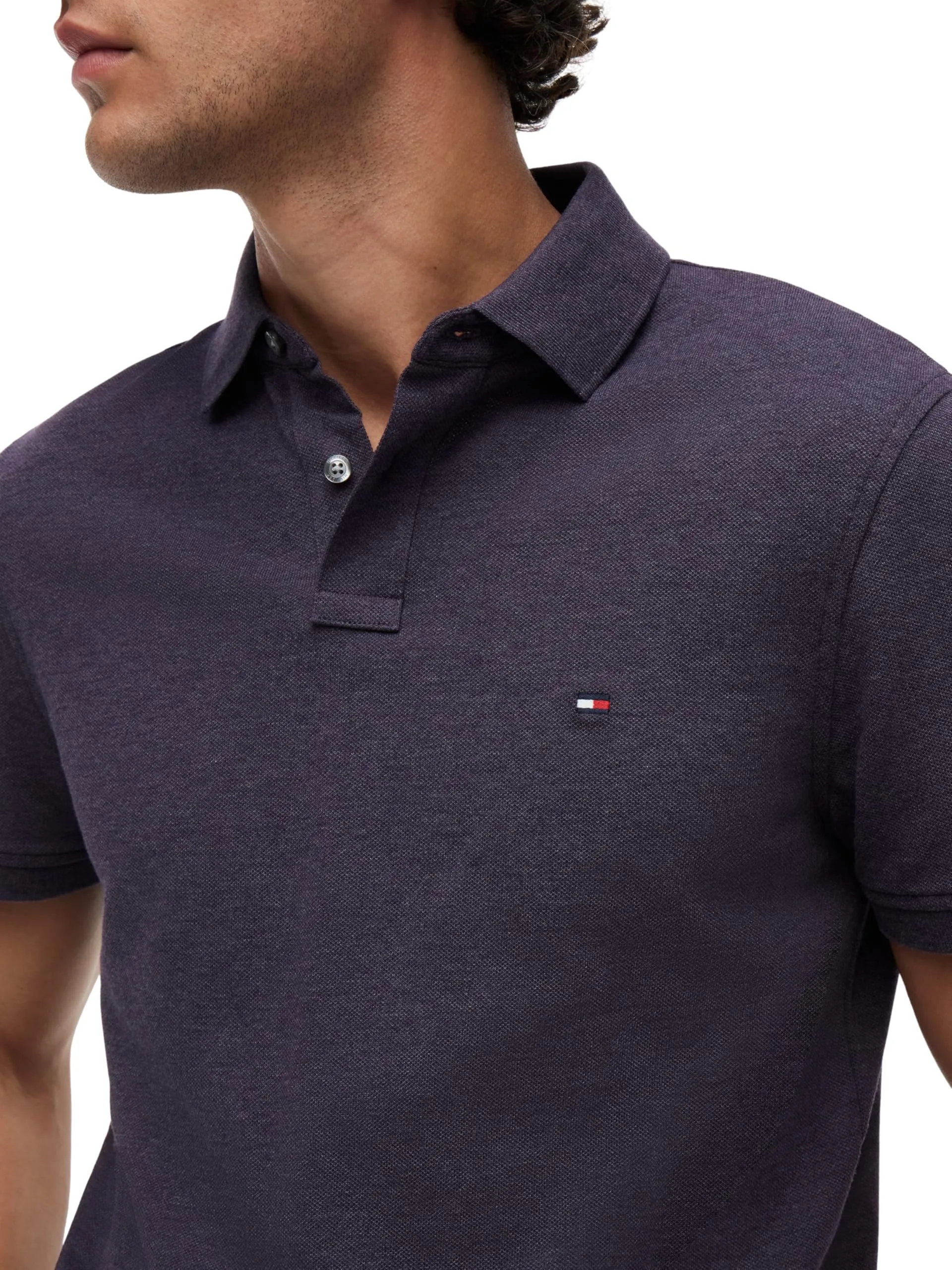 Tommy Hilfiger 1985 Regular Fit Short Sleeve Polo Shirt, Mulberry Haze Heather, XS - immagine 3