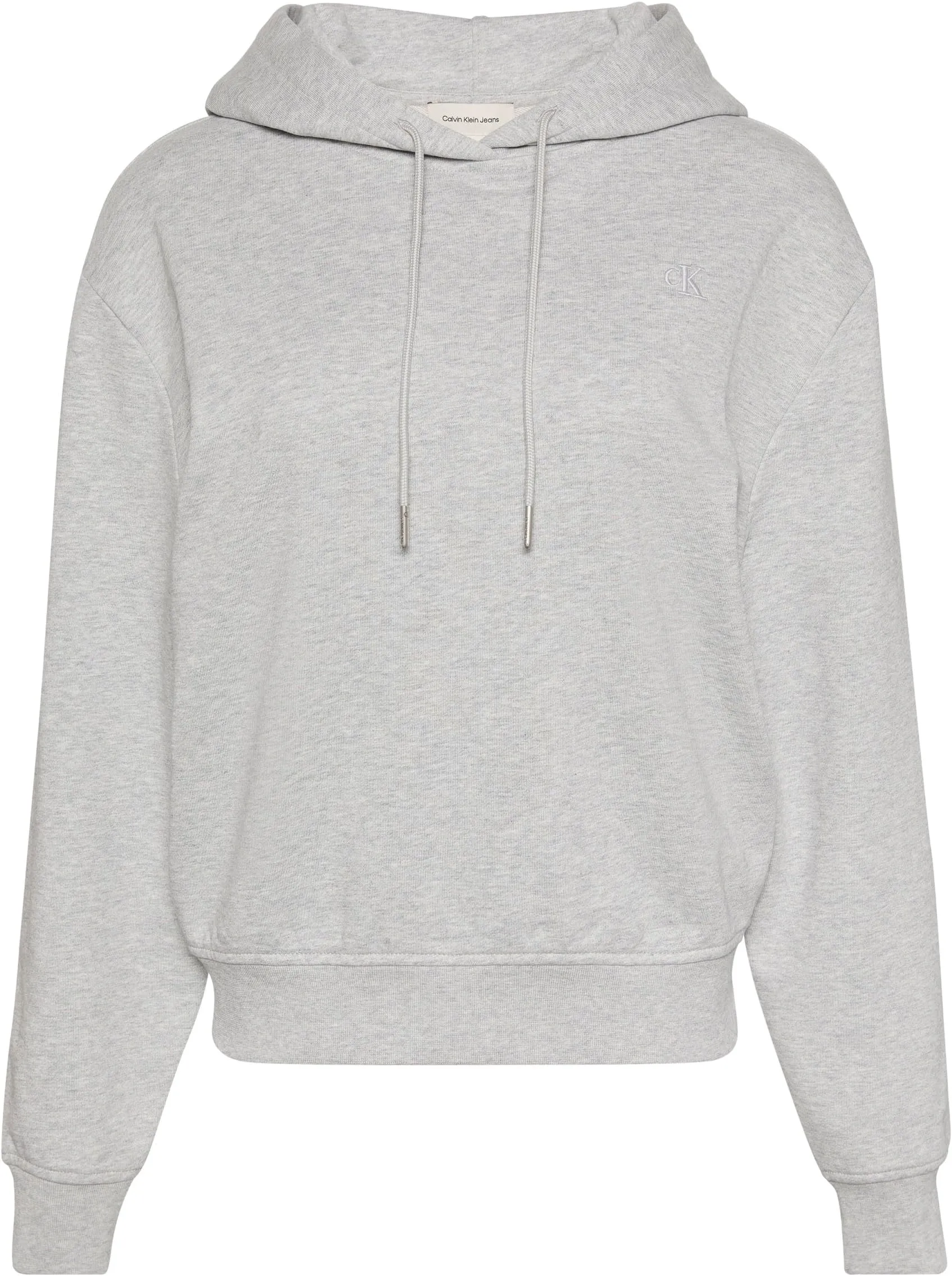 Calvin Klein Donna Felpa con Cappuccio Monogram Terry con Logo, History Heather, L - immagine 6