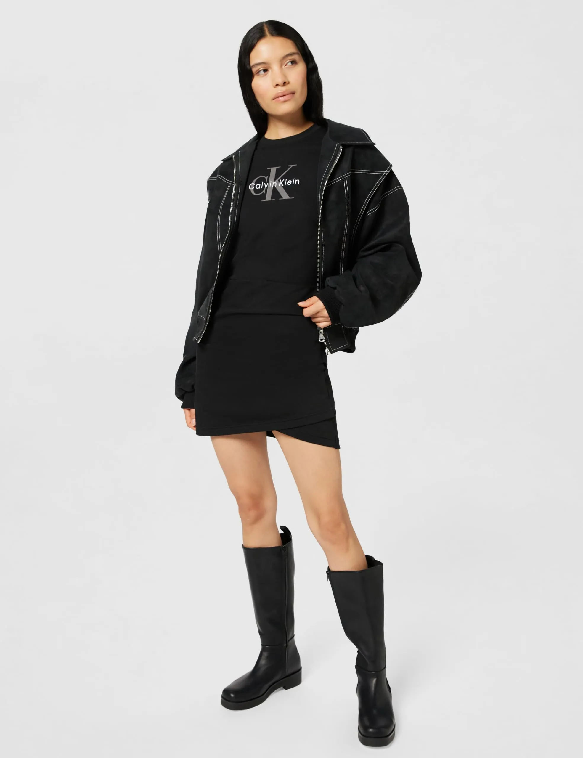 Calvin Klein Donna Abito Felpa Monologo Terry con Logo, Nero, XL - immagine 6