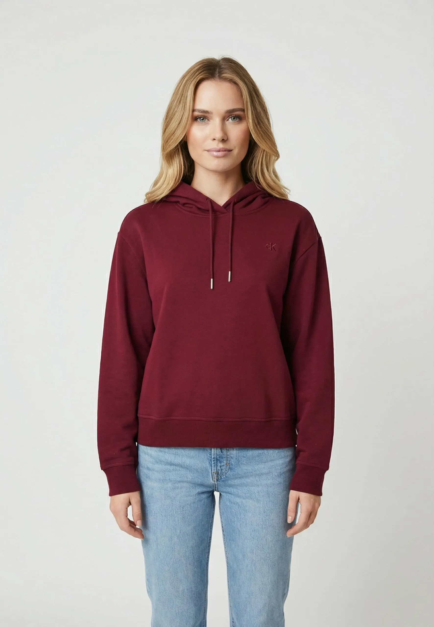Calvin Klein Donna Felpa con Cappuccio Monogram Terry con Logo, Berry Glaze, S - immagine 2