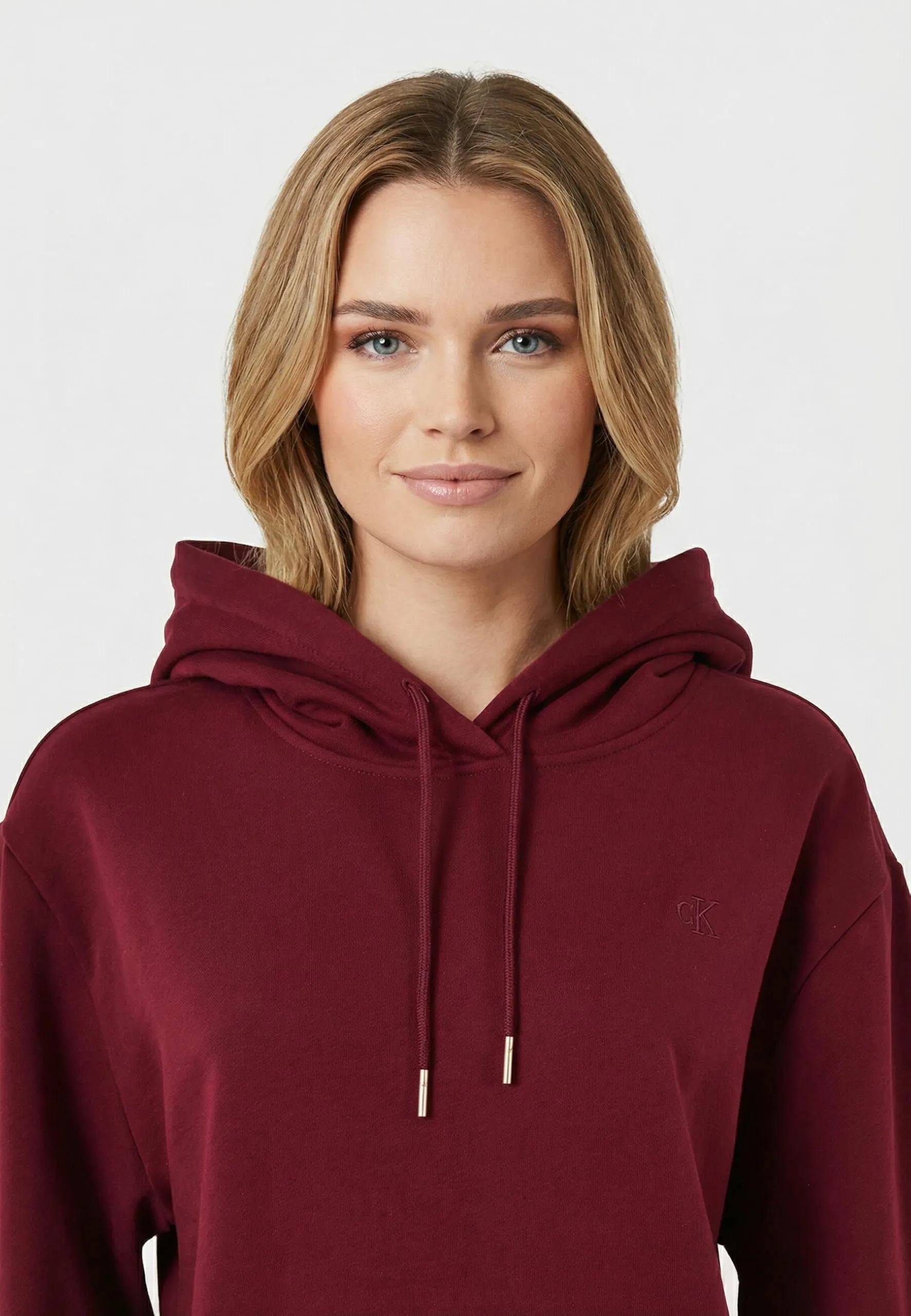 Calvin Klein Donna Felpa con Cappuccio Monogram Terry con Logo, Berry Glaze, L - immagine 3