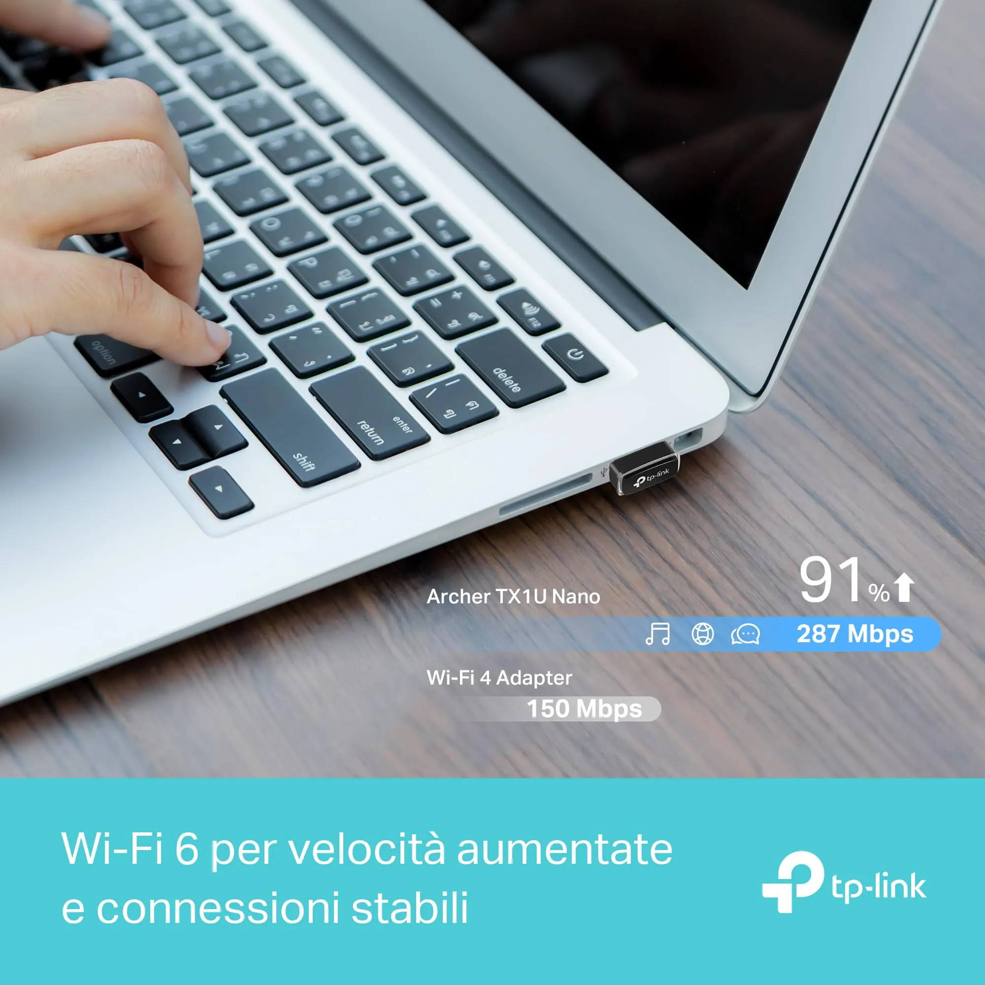 TP-Link Archer TX1U Nano USB Wi-Fi 6 Adapter AX300Mbps MU-MIMO - immagine 3