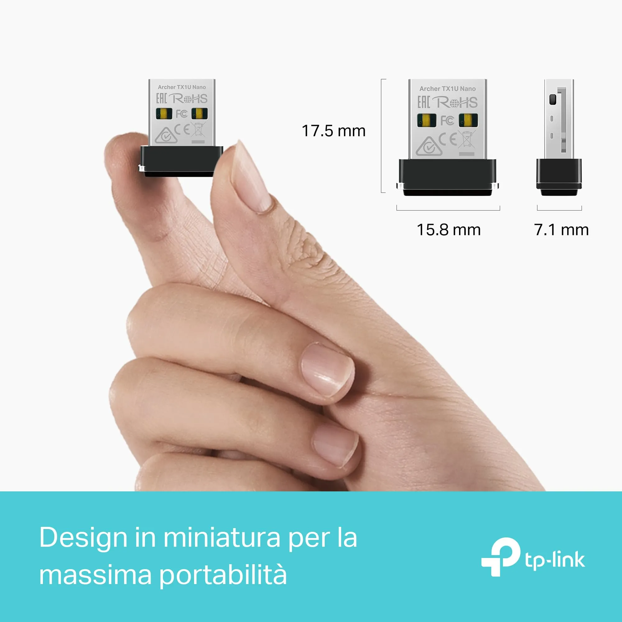 TP-Link Archer TX1U Nano USB Wi-Fi 6 Adapter AX300Mbps MU-MIMO - immagine 4