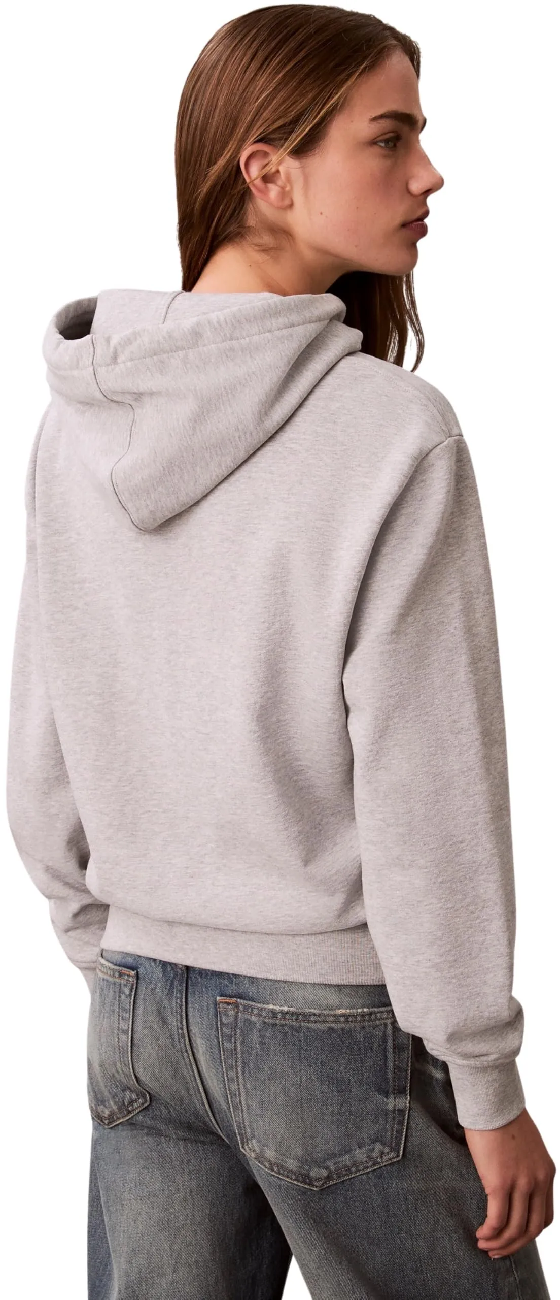 Calvin Klein Donna Felpa con Cappuccio Monogram Terry con Logo, Grey (History Heather), XS - immagine 2