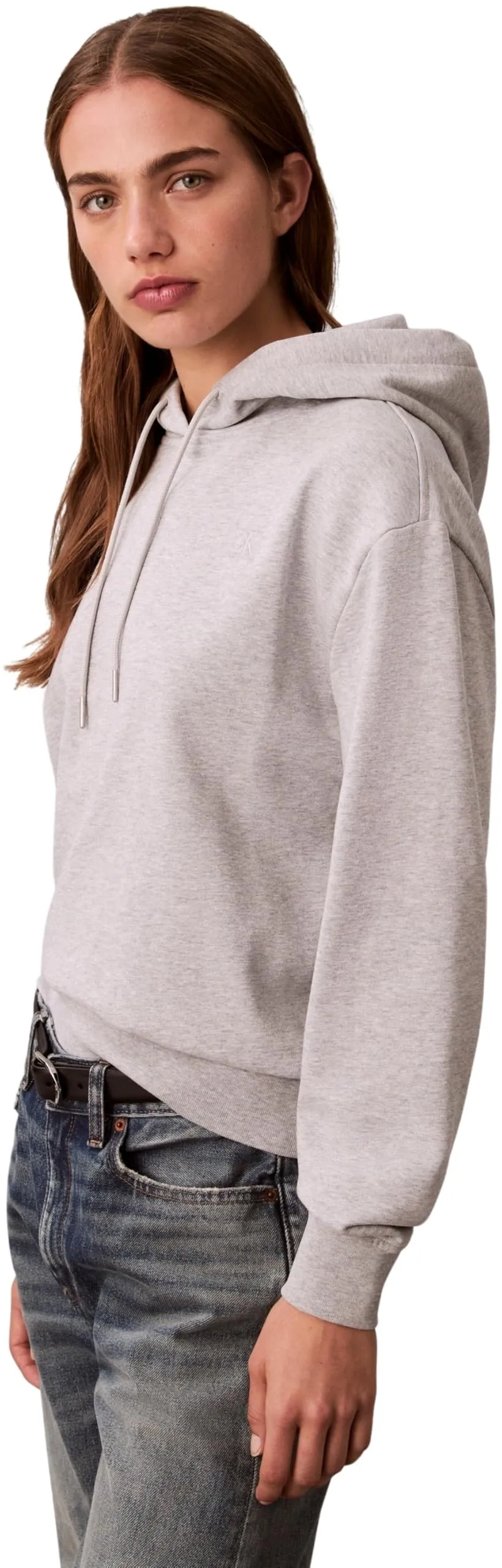 Calvin Klein Donna Felpa con Cappuccio Monogram Terry con Logo, Grey (History Heather), XS - immagine 5