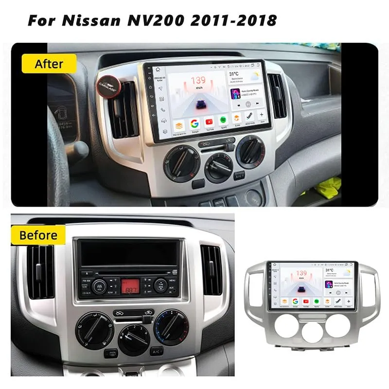 YFYANFEI 2 DIN Bluetooth Autoradio for Nissan NV200 2011-2018, 9 Inch HD Touch Screen, Steering Wheel Control, Mirror Mode, 4 Core WiFi 1G+32G - immagine 2
