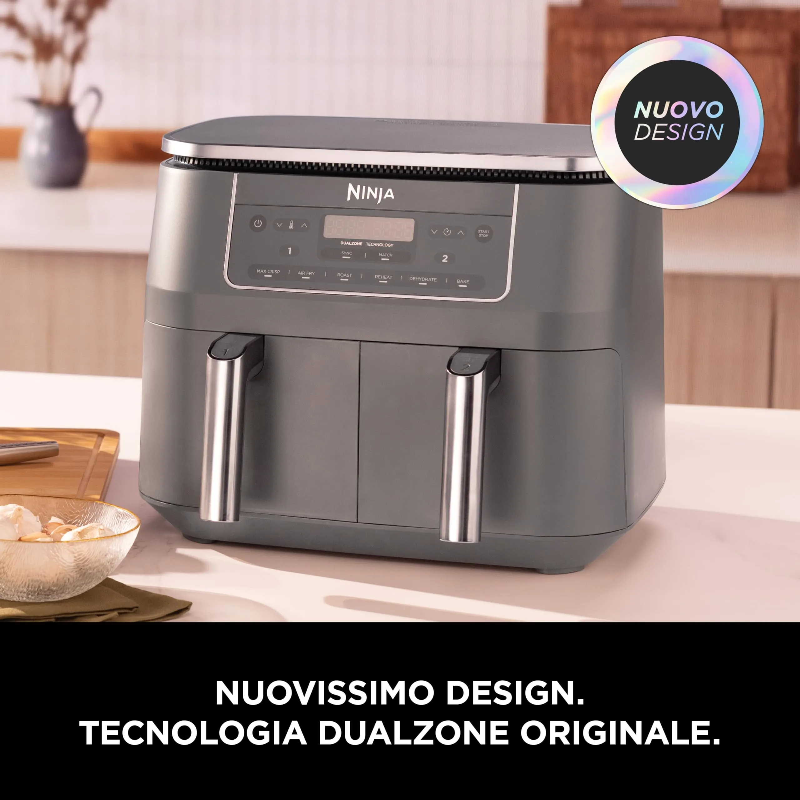 Ninja Doppia Zona Friggitrice ad Aria 7,6L Grigio Piombo DZ300EU - immagine 2