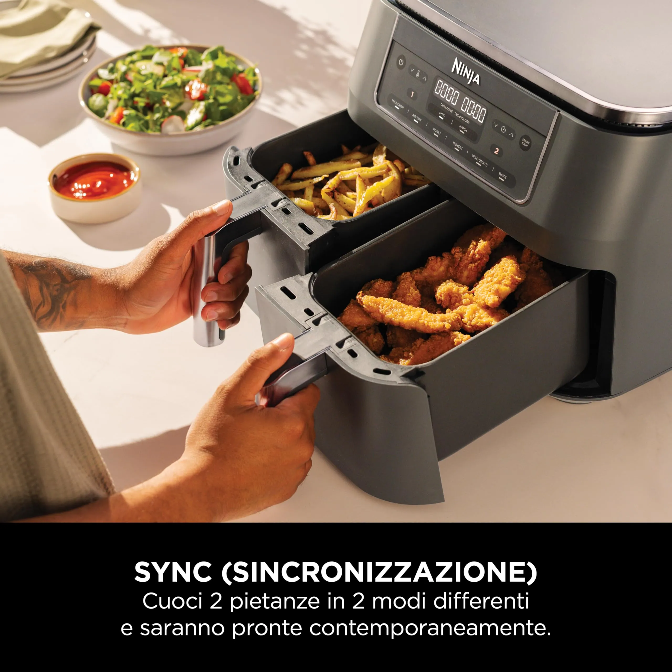 Ninja Doppia Zona Friggitrice ad Aria 7,6L Grigio Piombo DZ300EU - immagine 3