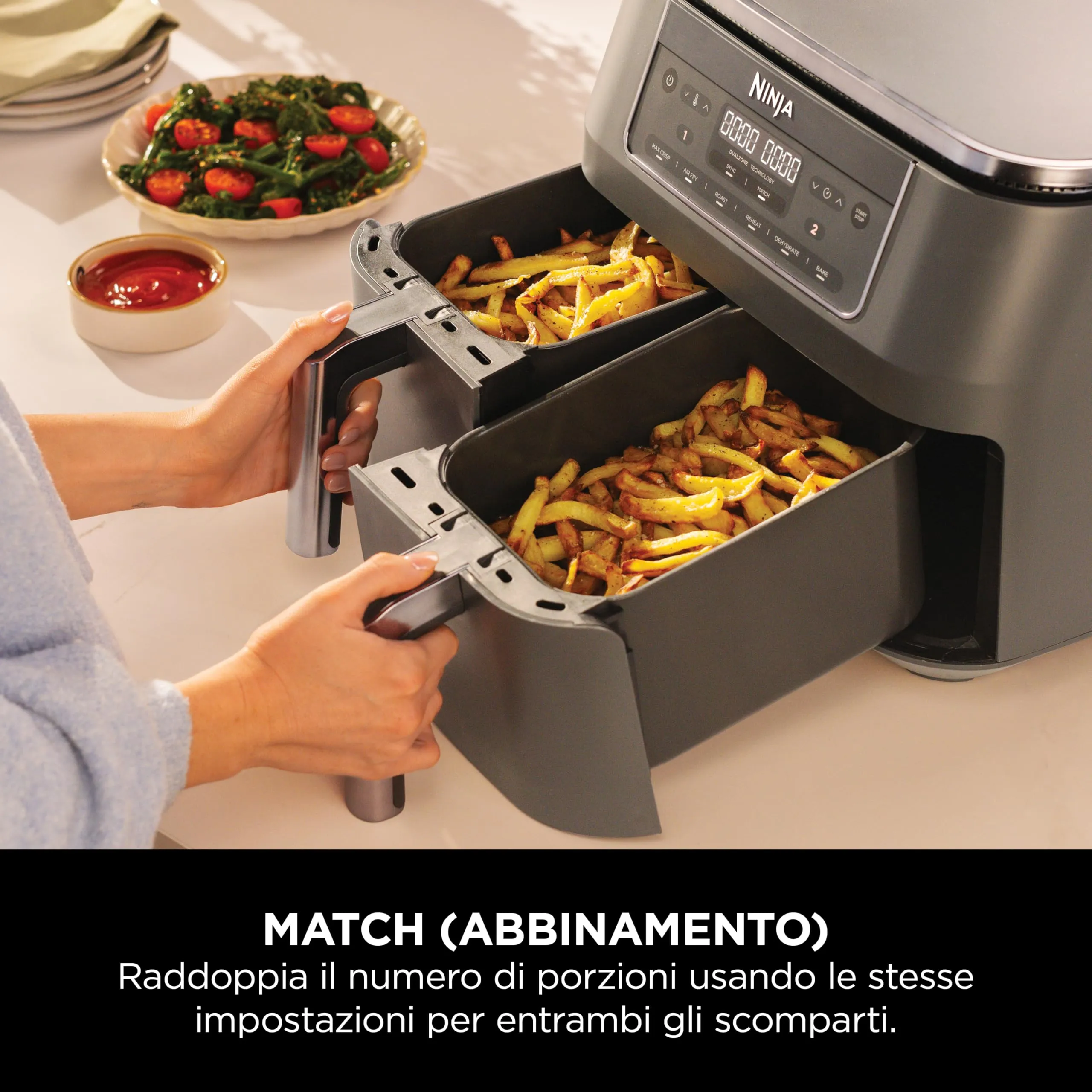 Ninja Doppia Zona Friggitrice ad Aria 7,6L Grigio Piombo DZ300EU - immagine 4