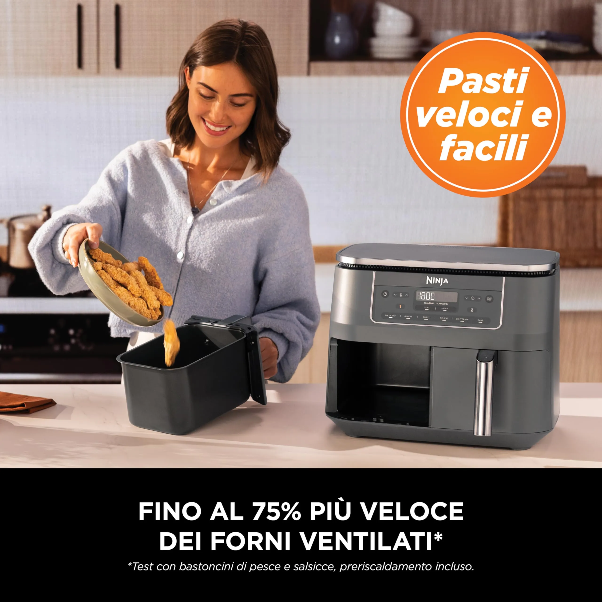 Ninja Doppia Zona Friggitrice ad Aria 7,6L Grigio Piombo DZ300EU - immagine 6