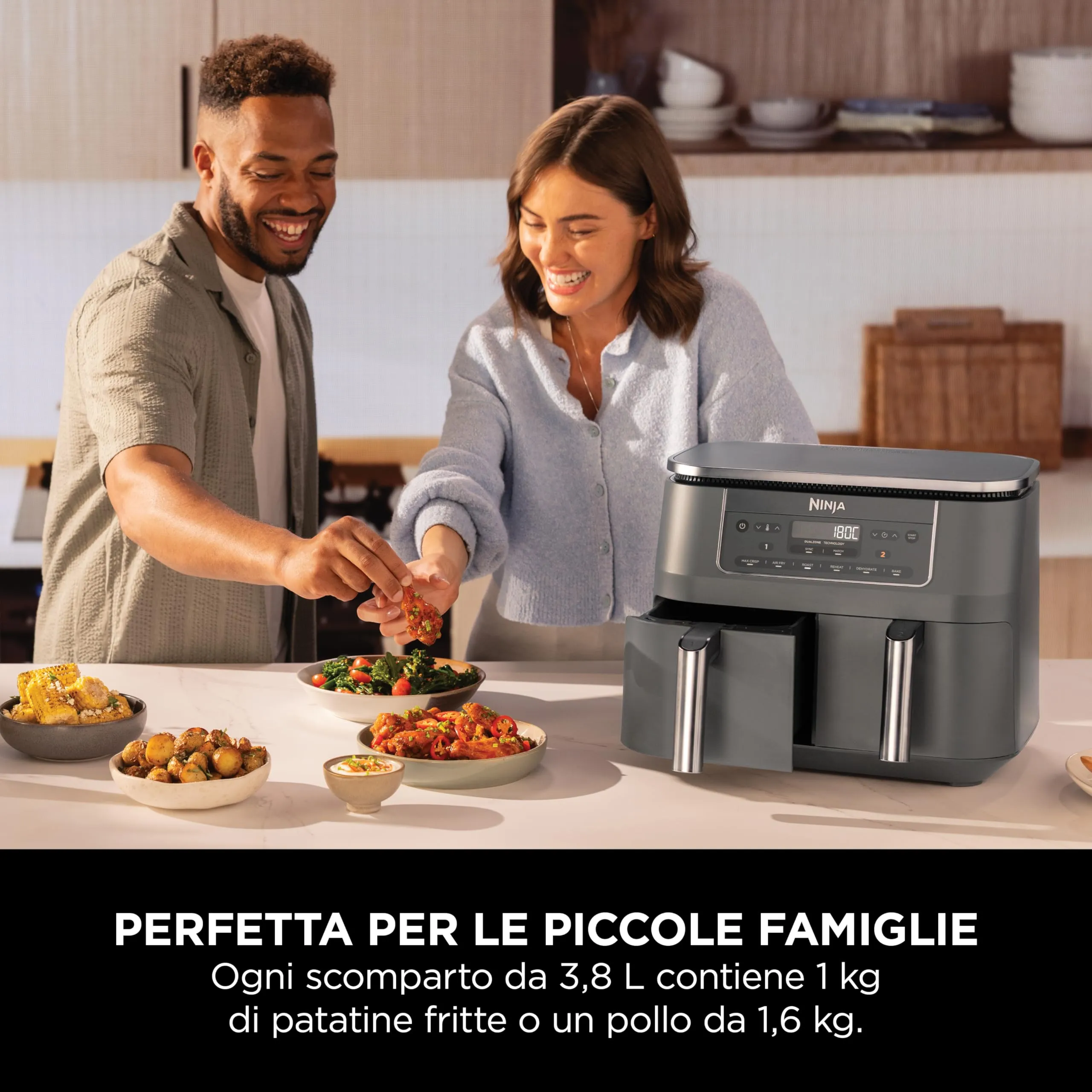 Ninja Doppia Zona Friggitrice ad Aria 7,6L Grigio Piombo DZ300EU - immagine 7