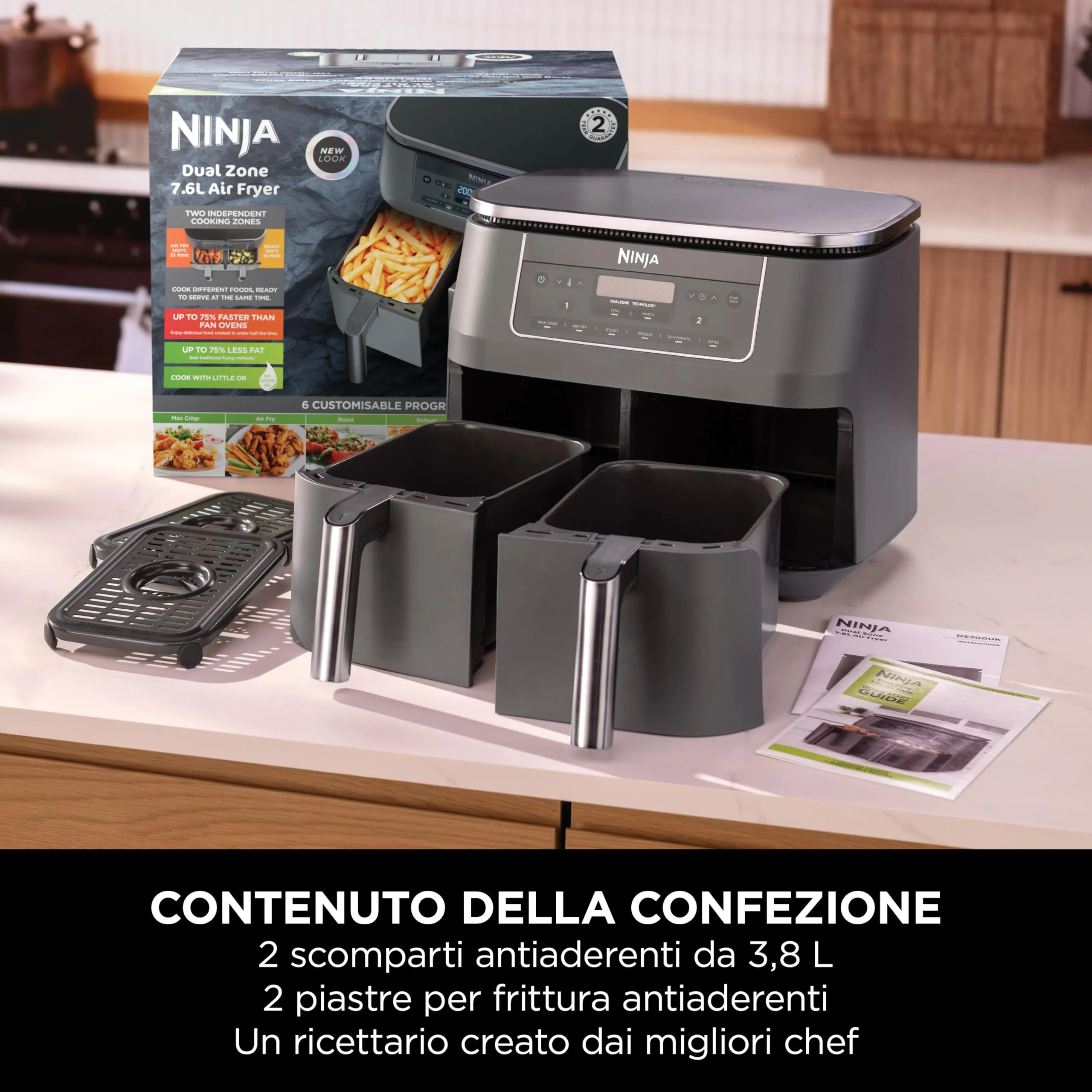 Ninja Doppia Zona Friggitrice ad Aria 7,6L Grigio Piombo DZ300EU - immagine 9