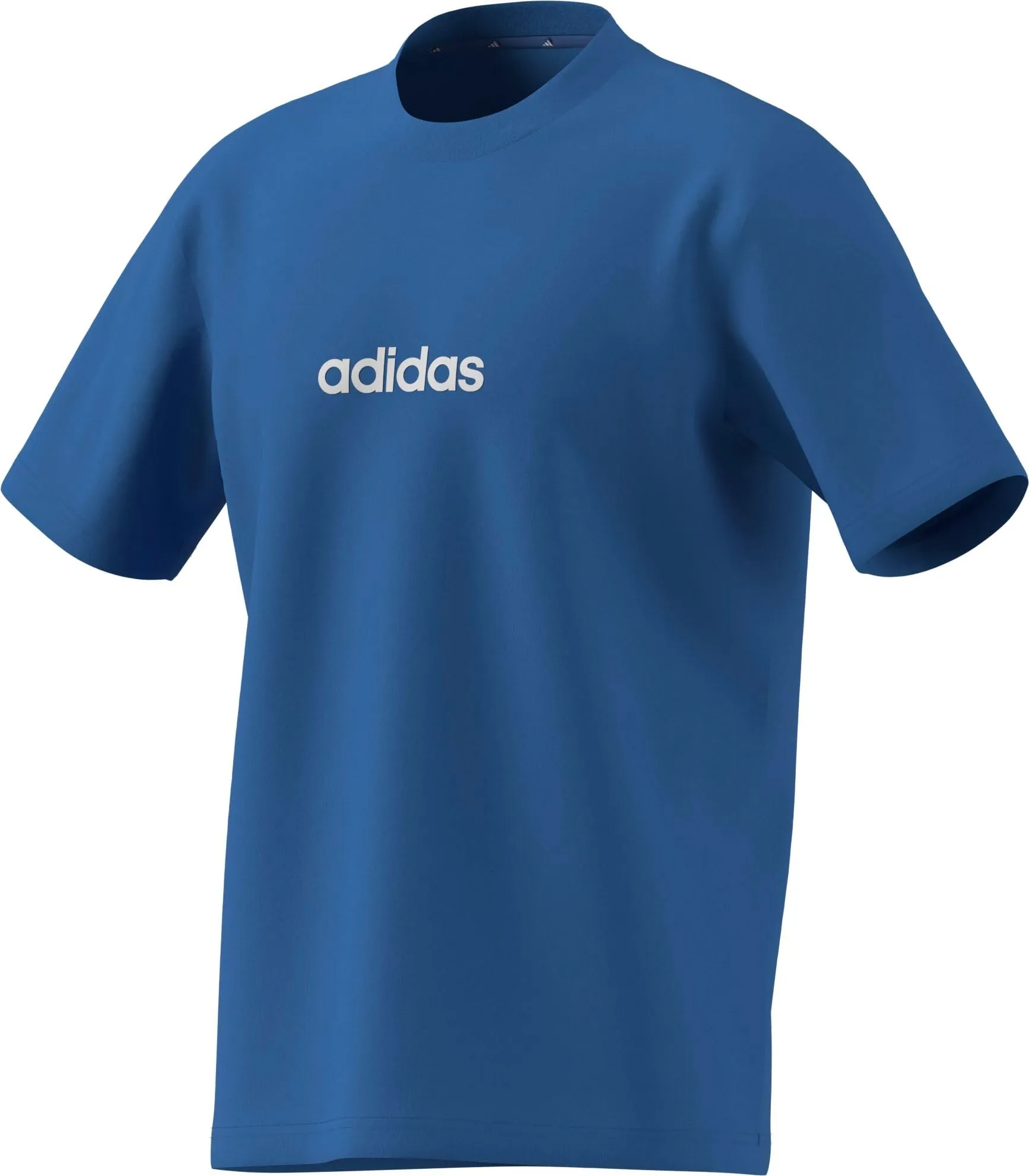 adidas Essentials Linear Single Jersey Tee - Ray Blue/Off White, L - immagine 3