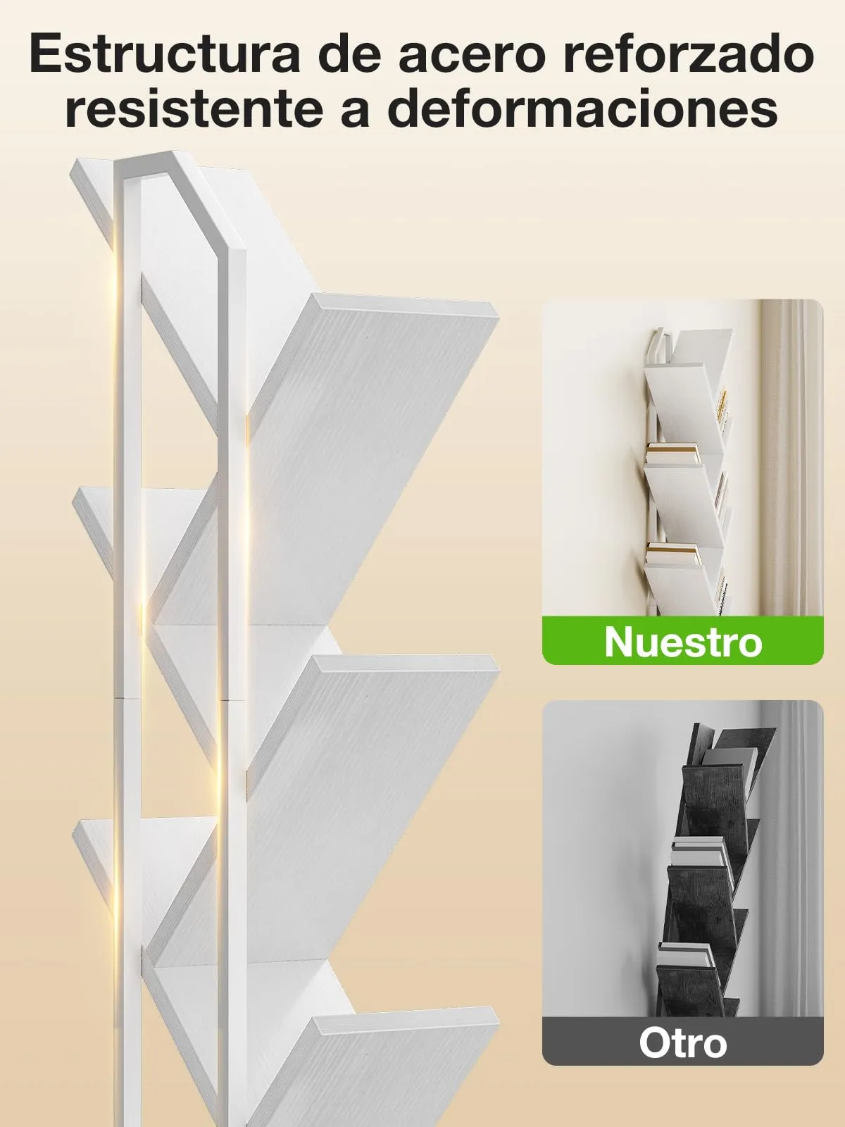 Coleshome Libreria ad Albero, Scaffale a 6 Ripiani, 110cm, Bianco - immagine 7