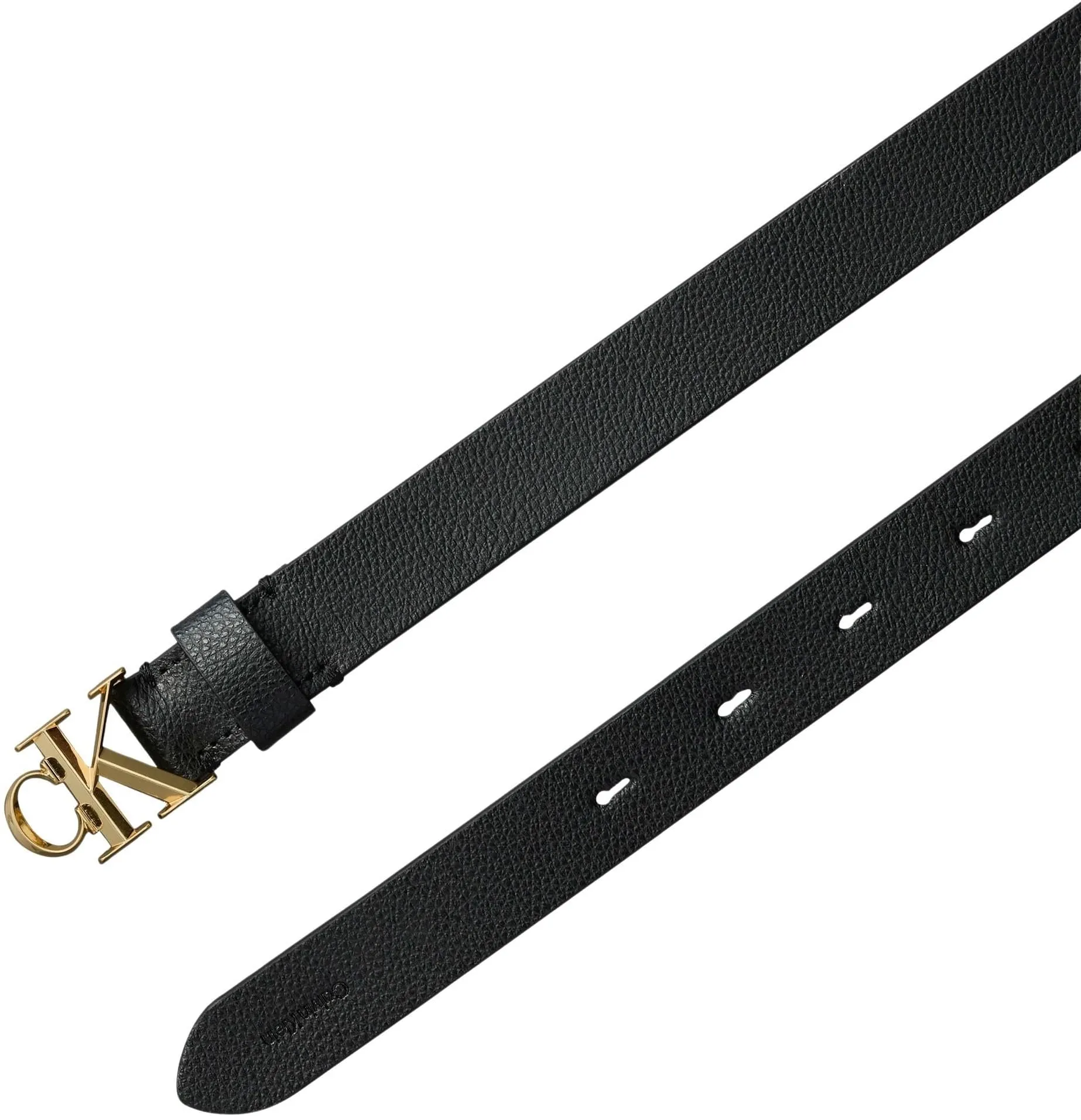 Calvin Klein Facted CK Buckle 25mm Pebble Belt - Black Antique Light Gold 80 - immagine 3