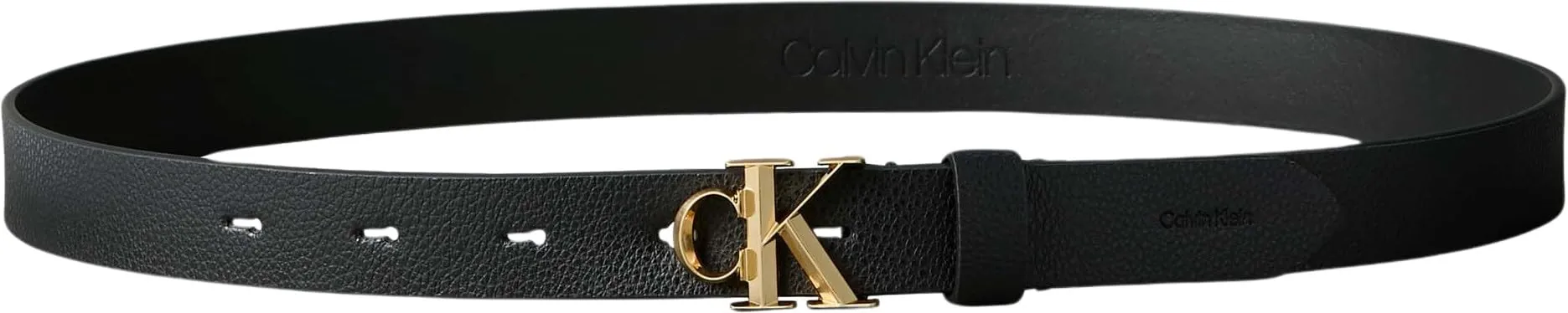 Calvin Klein Facted CK Buckle 25mm Pebble Belt - Black Antique Light Gold 80 - immagine 5