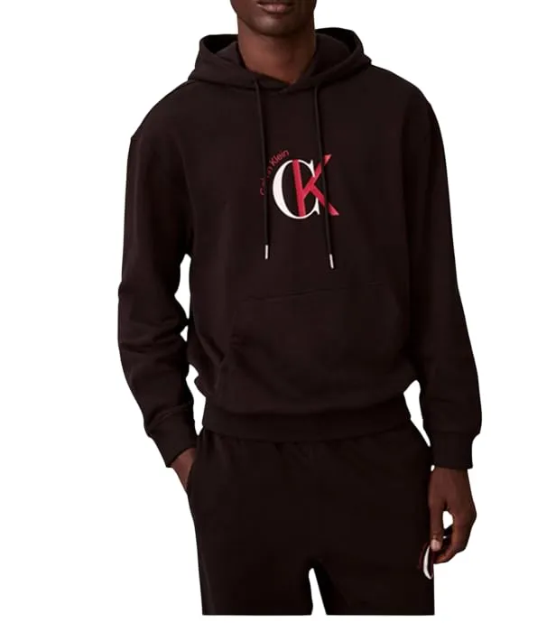 Calvin Klein Uomo Felpa con Cappuccio Terry Graphic Nero, L - immagine 4