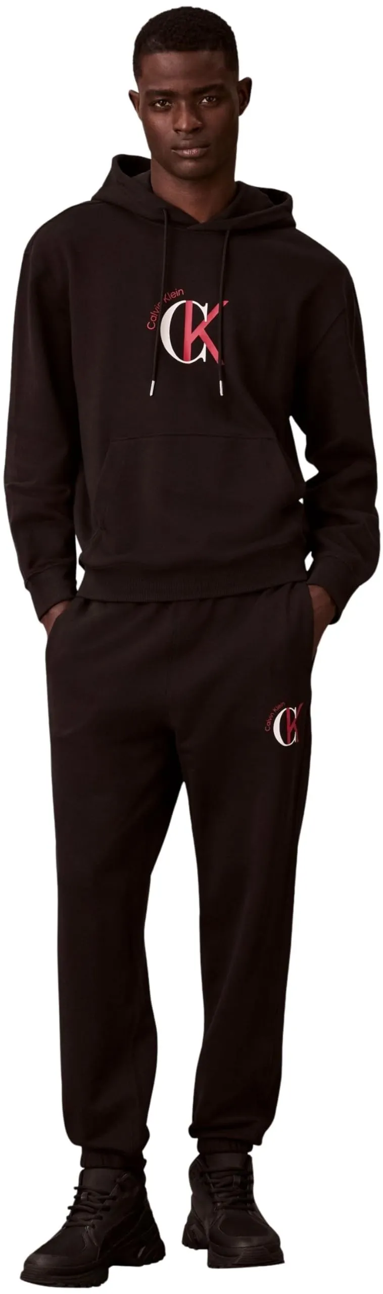 Calvin Klein Uomo Felpa con Cappuccio Terry Graphic Nero, L - immagine 6