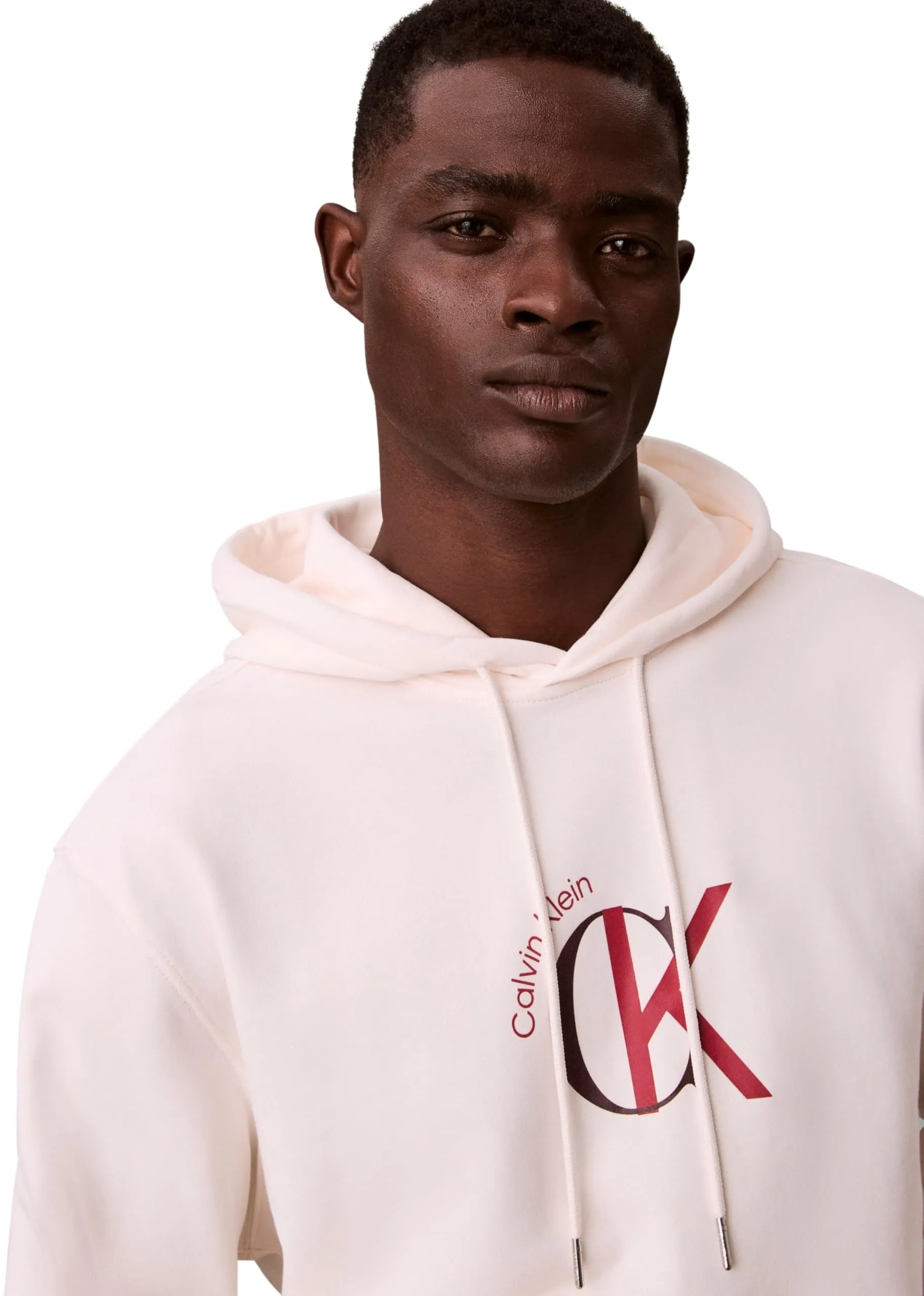 Calvin Klein Felpa con Cappuccio Terry Graphic, White Greige, L - immagine 5