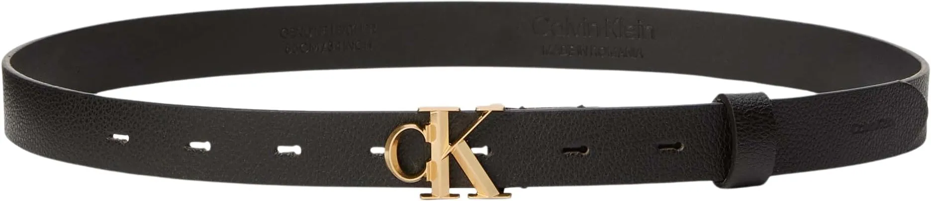 Calvin Klein Women's Leather Belt 2.5 cm, Black/Antique Light Gold, 95 cm - immagine 6