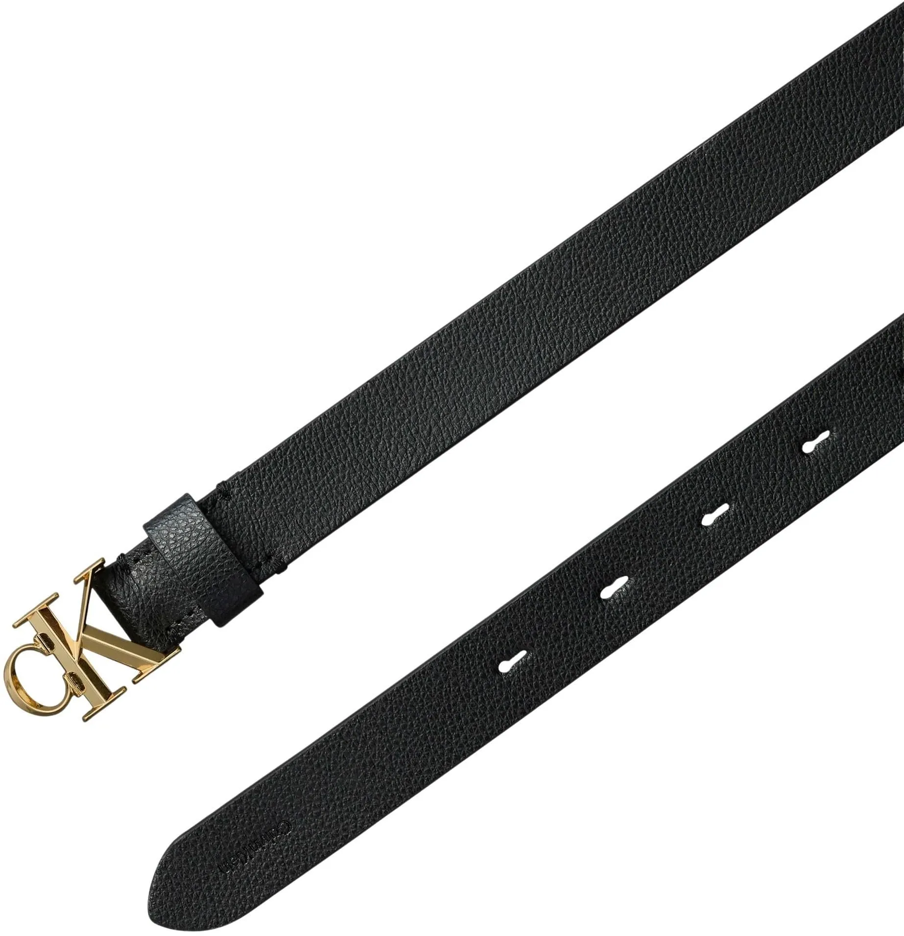 Calvin Klein Women's Leather Belt, 2.5 cm, Black/Antique Light Gold, 135 cm - immagine 2