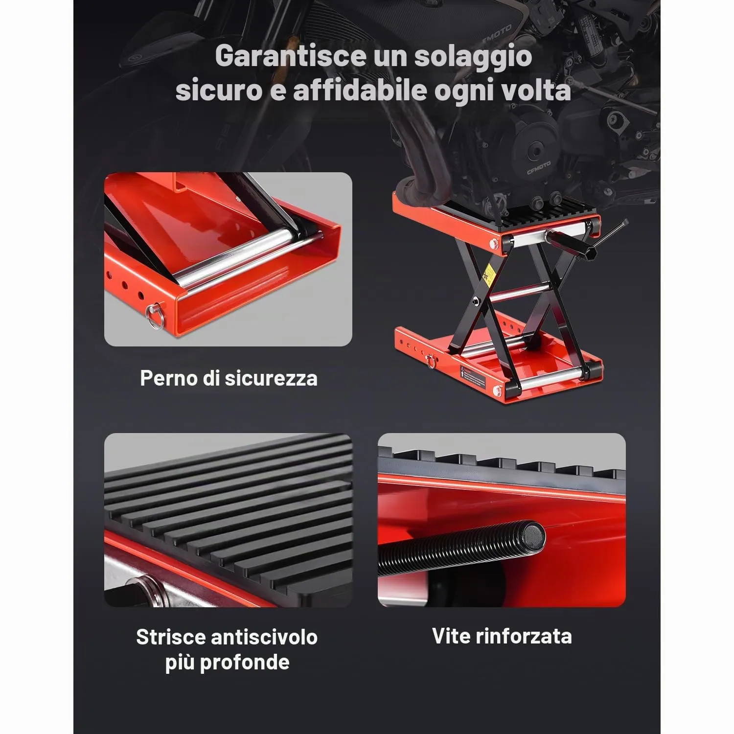 VEVOR Sollevatore per Moto a Forbice, Altezza 105-380 mm, Capacità 544 kg con Cricchetto e Manovella per Moto e ATV - immagine 4