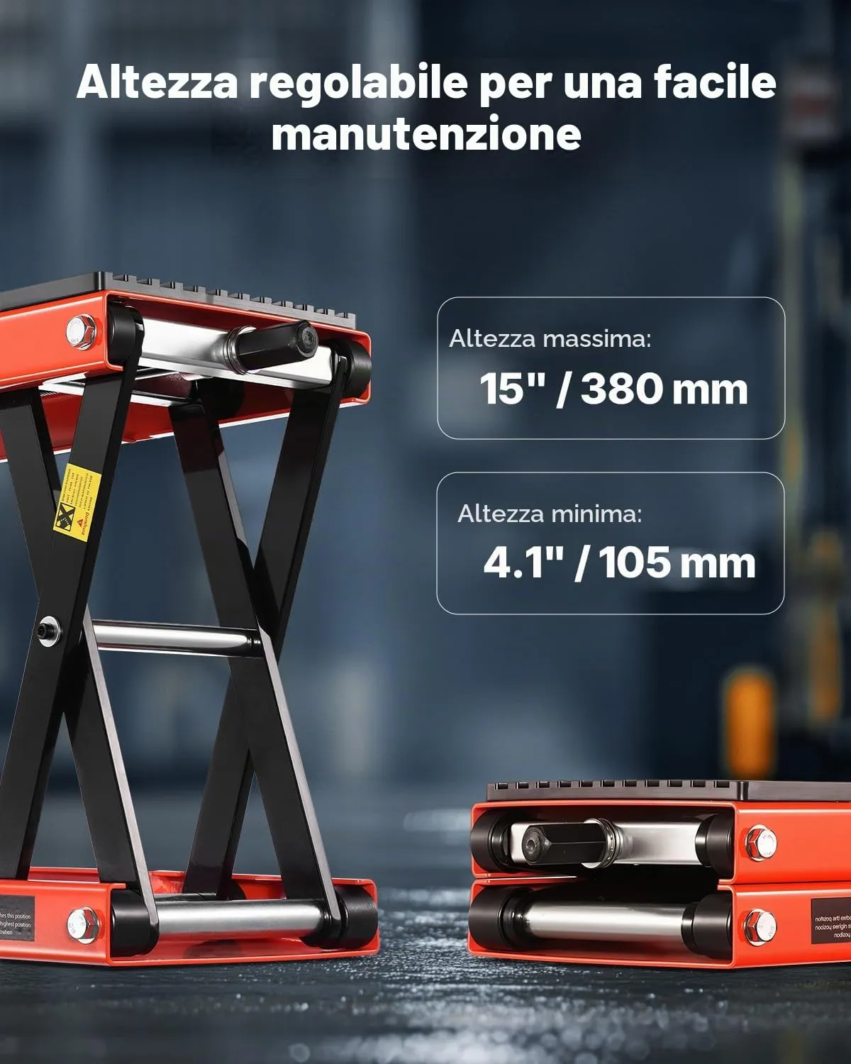 VEVOR Sollevatore per Moto a Forbice, Altezza 105-380 mm, Capacità 544 kg con Cricchetto e Manovella per Moto e ATV - immagine 5