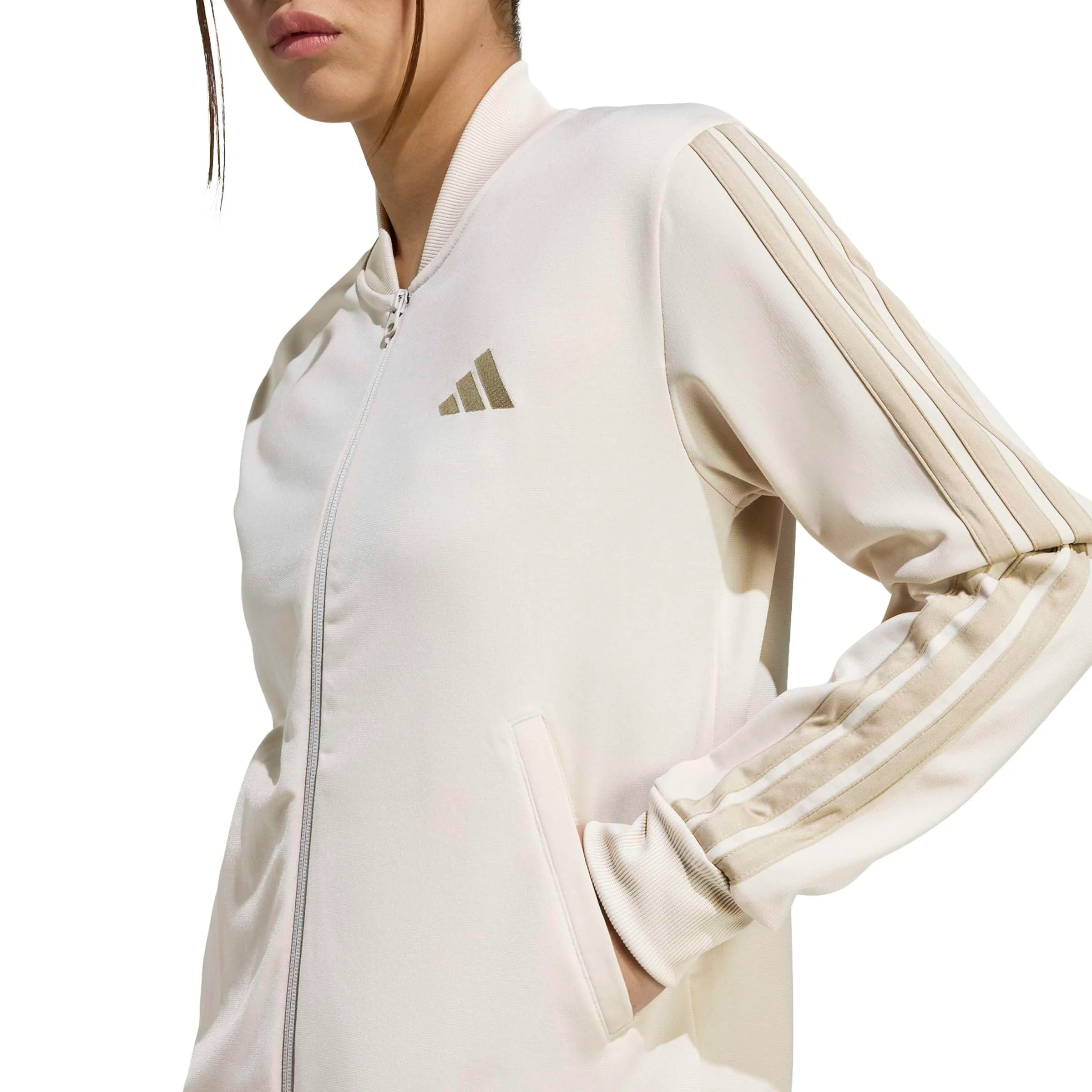 adidas Donna Essentials 3-Stripes Track Suit, Crystal Linen/beige, XXL - immagine 4