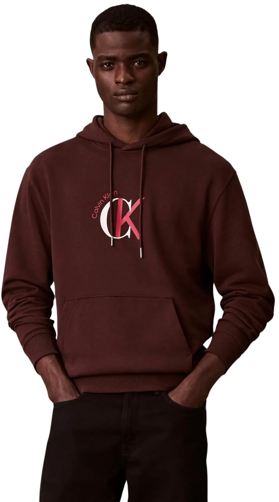 Calvin Klein Uomo Felpa con Cappuccio Terry Graphic, Rich Brown, L - immagine 1