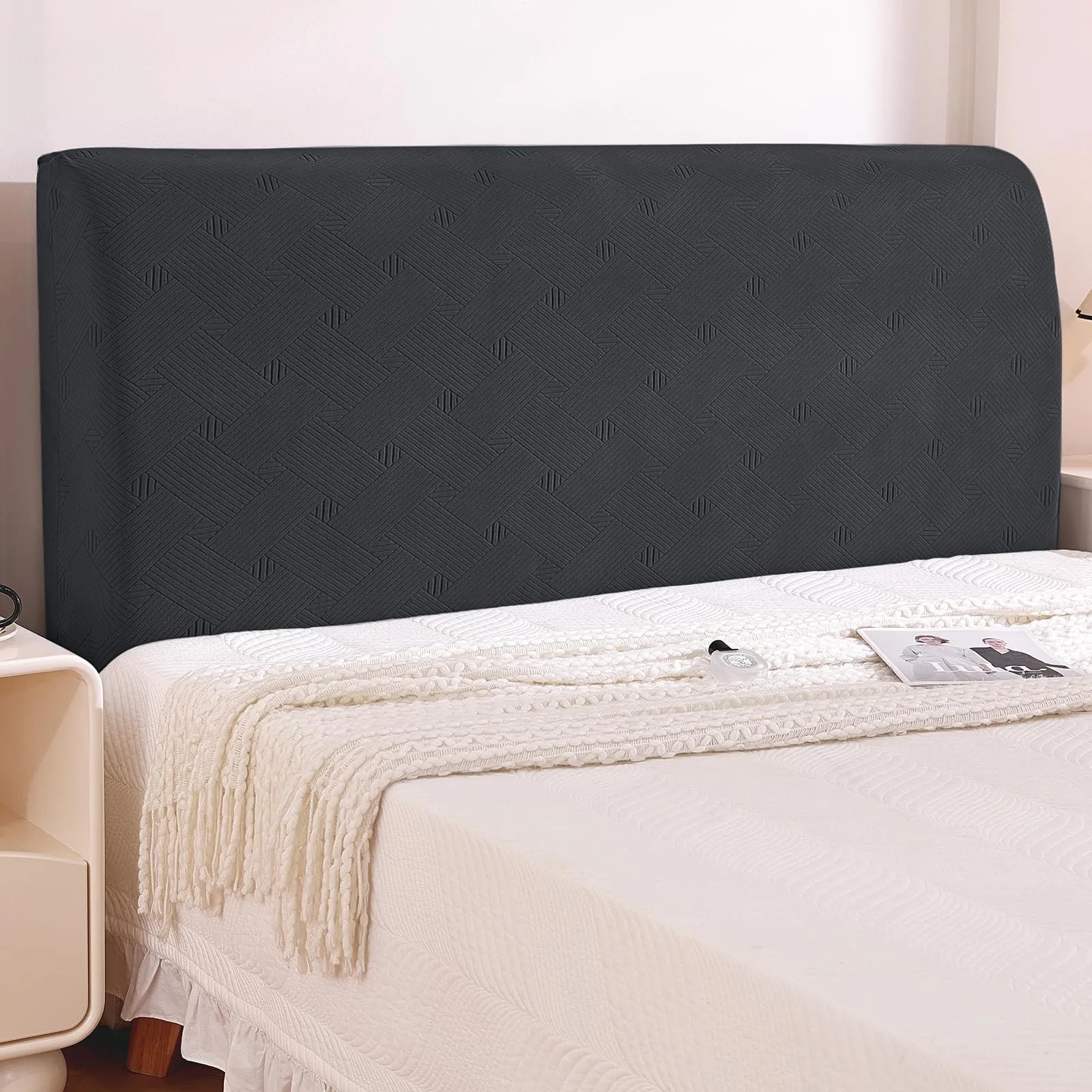 Ystyle Copri Testiera Letto Elasticizzata Matrimoniale, 200cm, Grigio Scuro - immagine 1