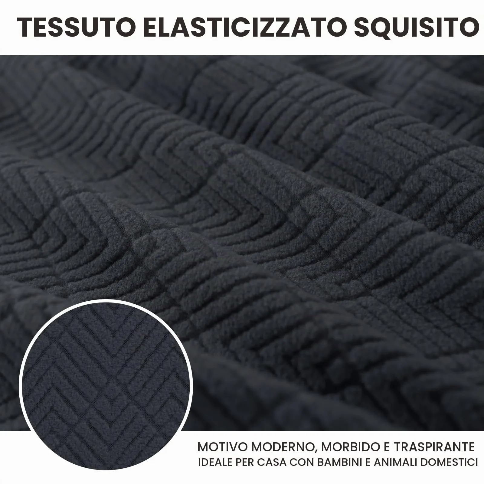 YSTELLAA Copri Testata Letto Matrimoniale Elasticizzato, 200cm, Grigio Scuro - immagine 4