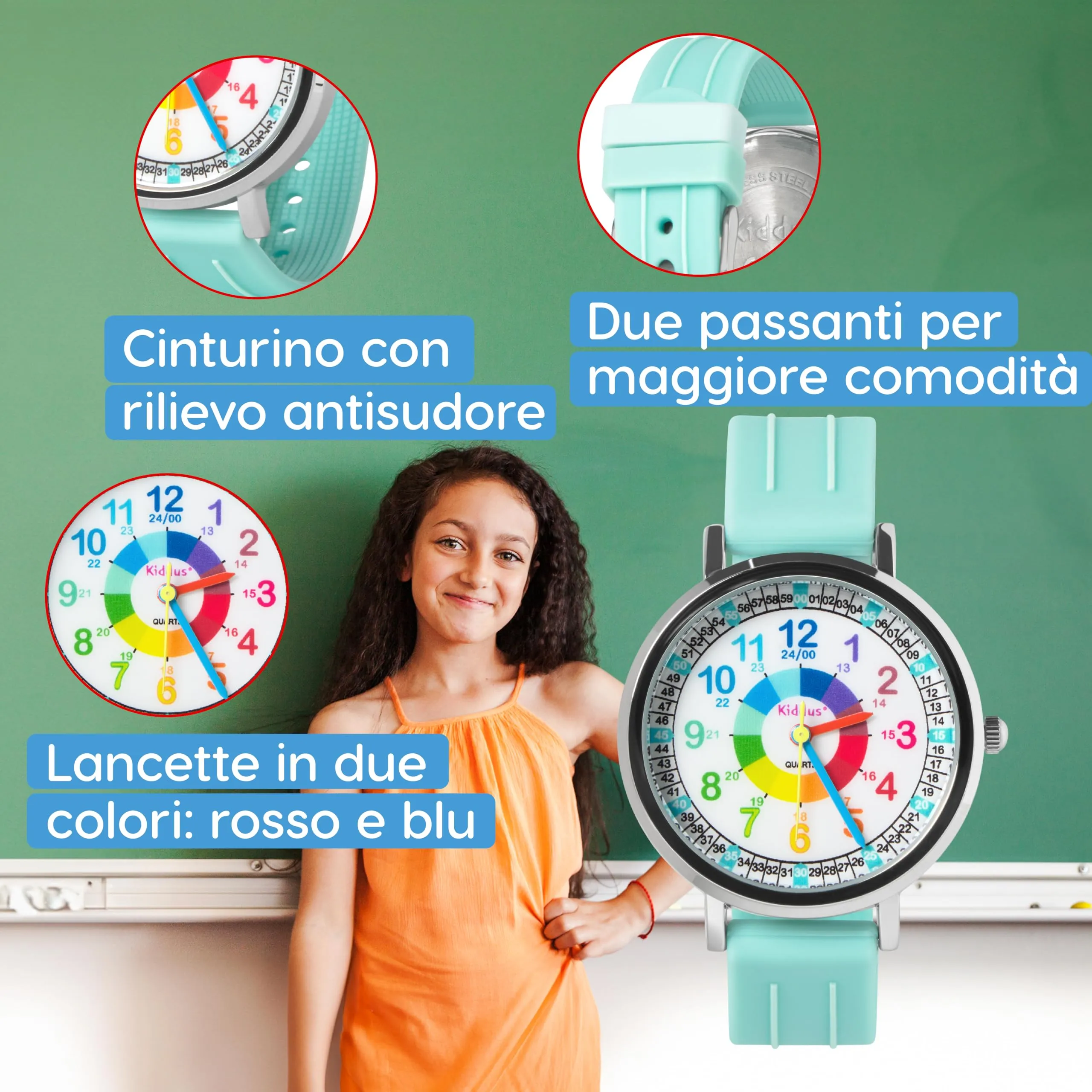 Kiddus Orologio Educativo Analogico per Bambini dai 5 Anni, 5ATM - immagine 5