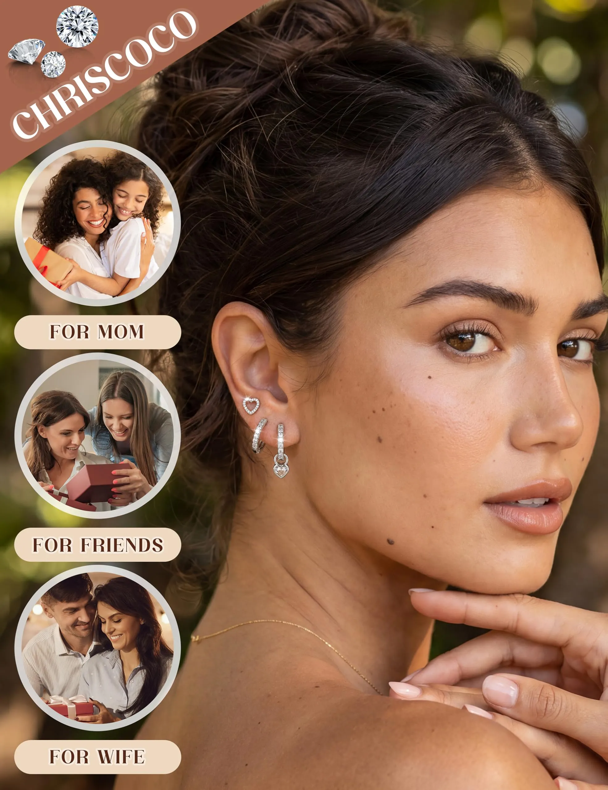 Chriscoco Set Orecchini Donna in Acciaio Chirurgico Oro e Argento - immagine 4