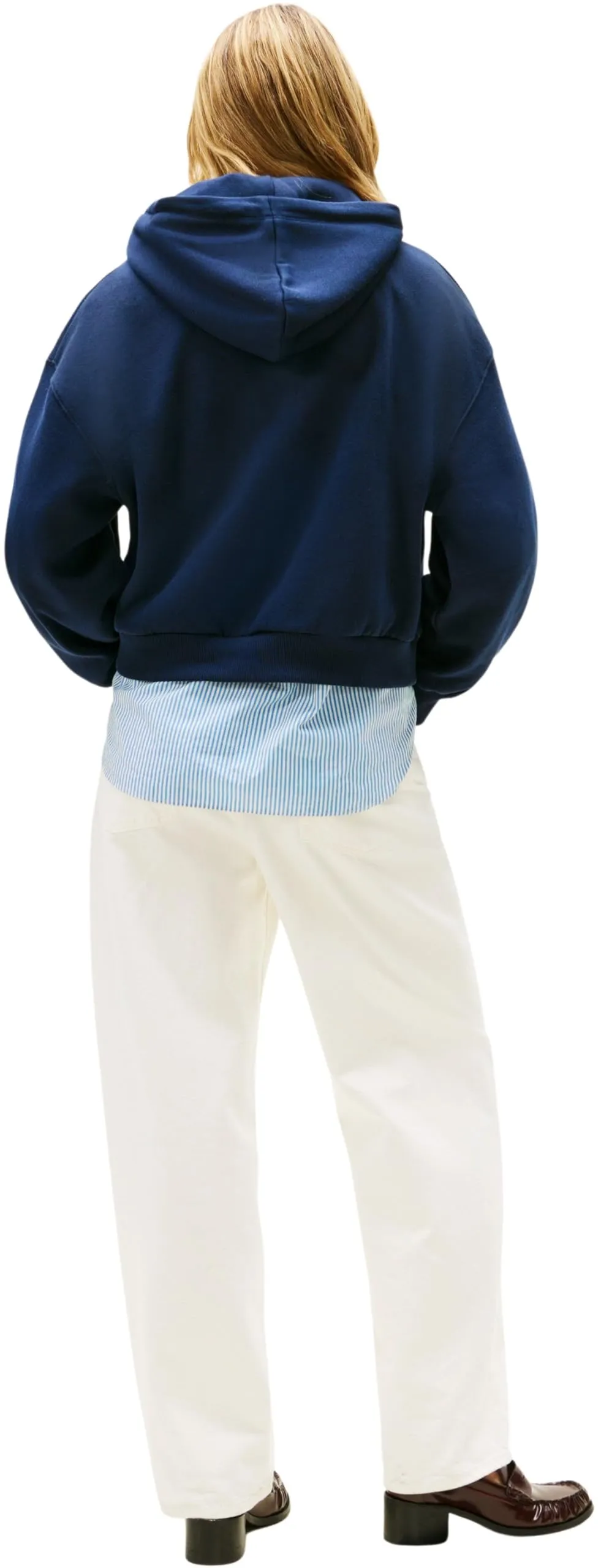 Tommy Hilfiger Donna Felpa con Cappuccio Corp Logo, Dark Night Navy, XXXL - immagine 2
