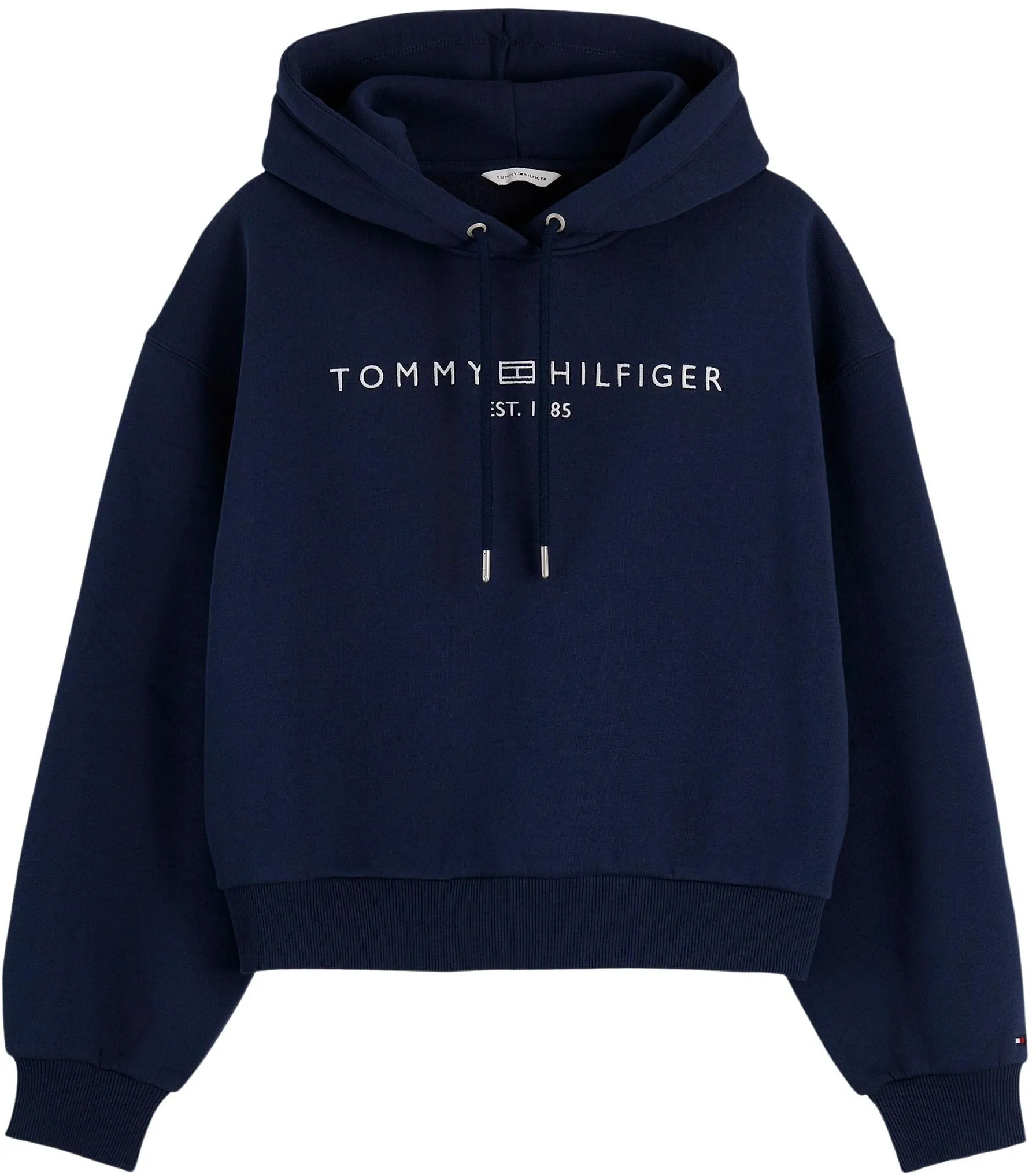 Tommy Hilfiger Donna Felpa con Cappuccio Corp Logo, Blu, L - immagine 6